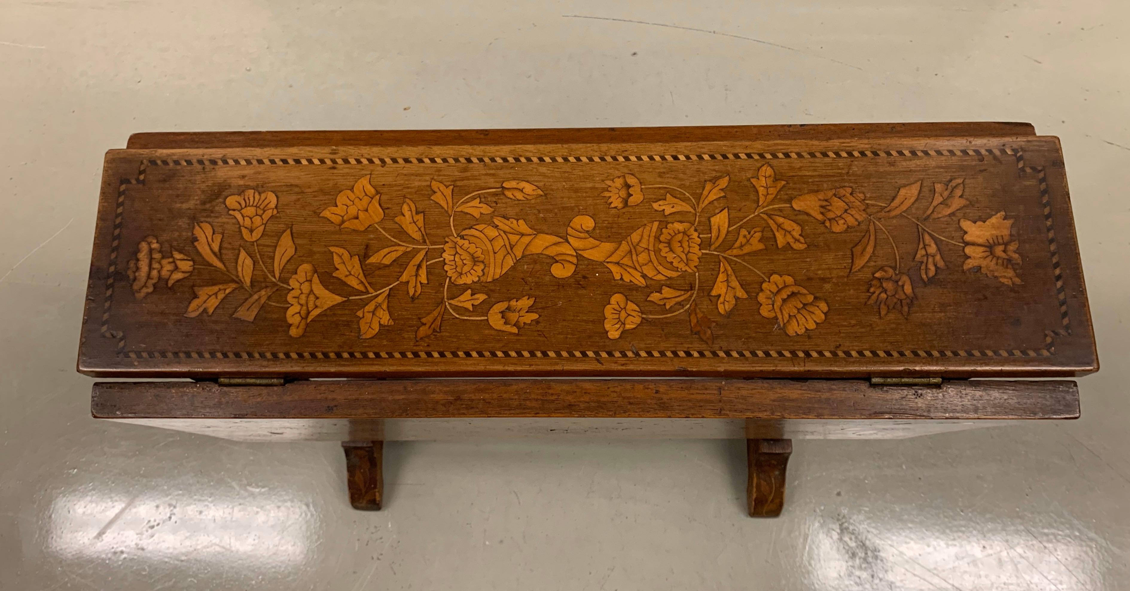 Antique French Marquetry Drop-Leaf End Side Tea Card Game Table 3