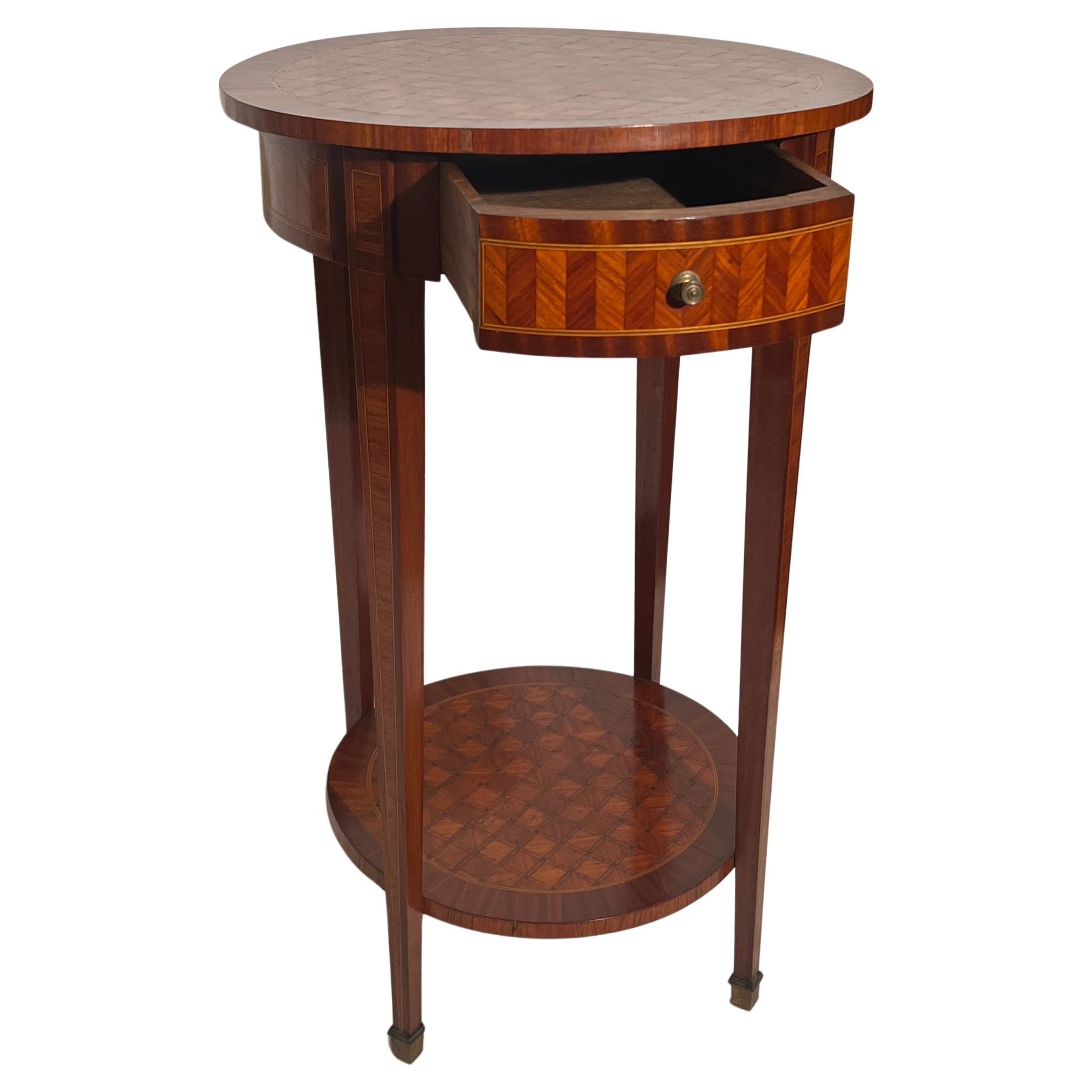 20th Century Antique French Marquetry Inlay Bouillotte Table, Circa 1900. For Sale
