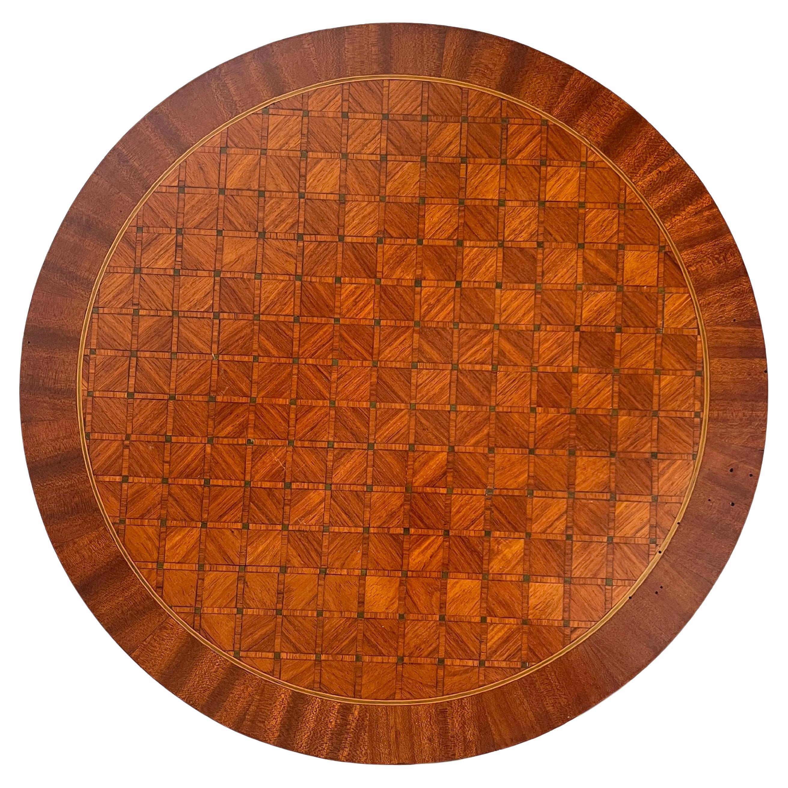 Wood Antique French Marquetry Inlay Bouillotte Table, Circa 1900. For Sale