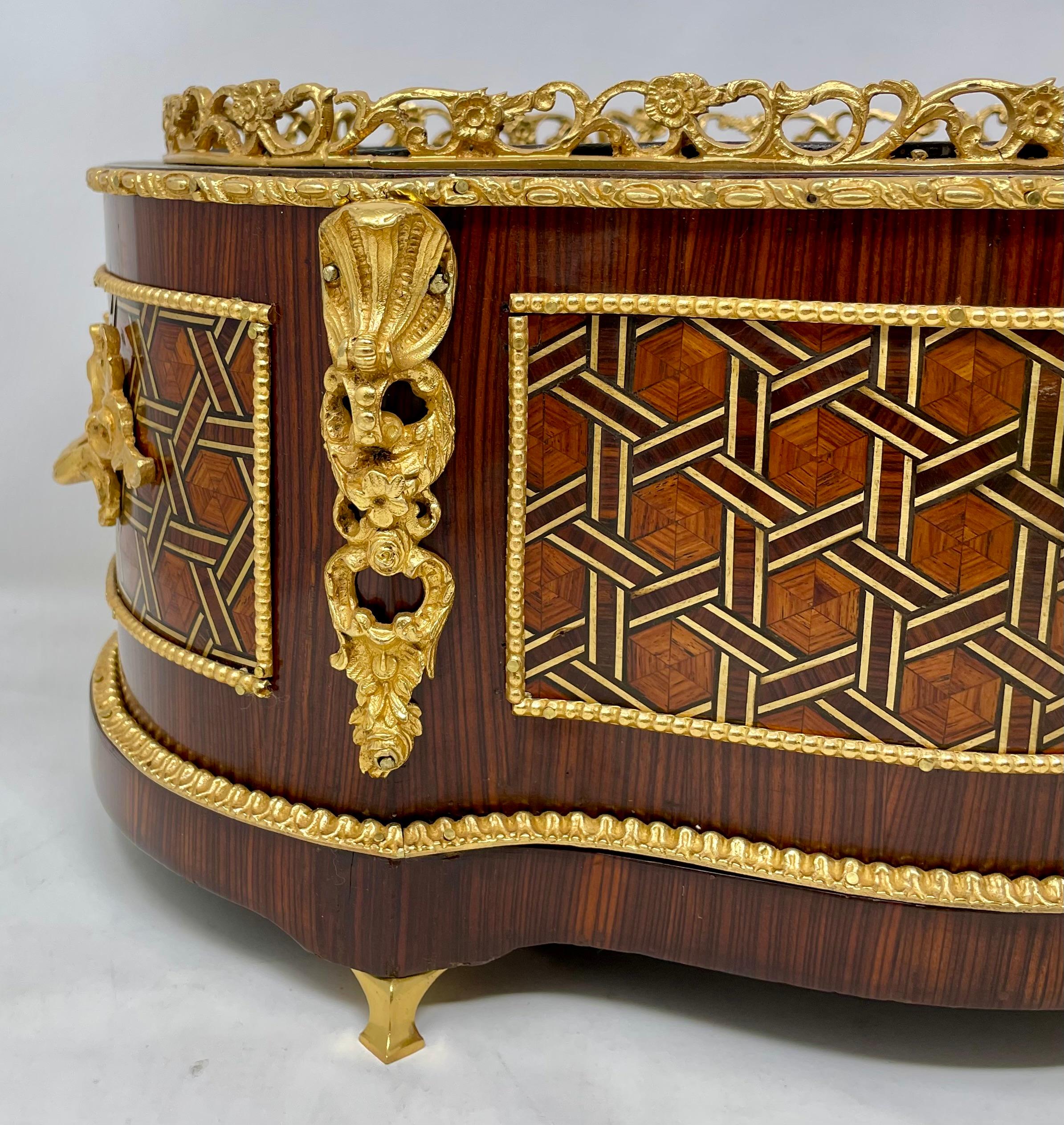 Antique French Marquetry Jardiniere with Bronze D'ore Mounts, Circa 1890. For Sale 2