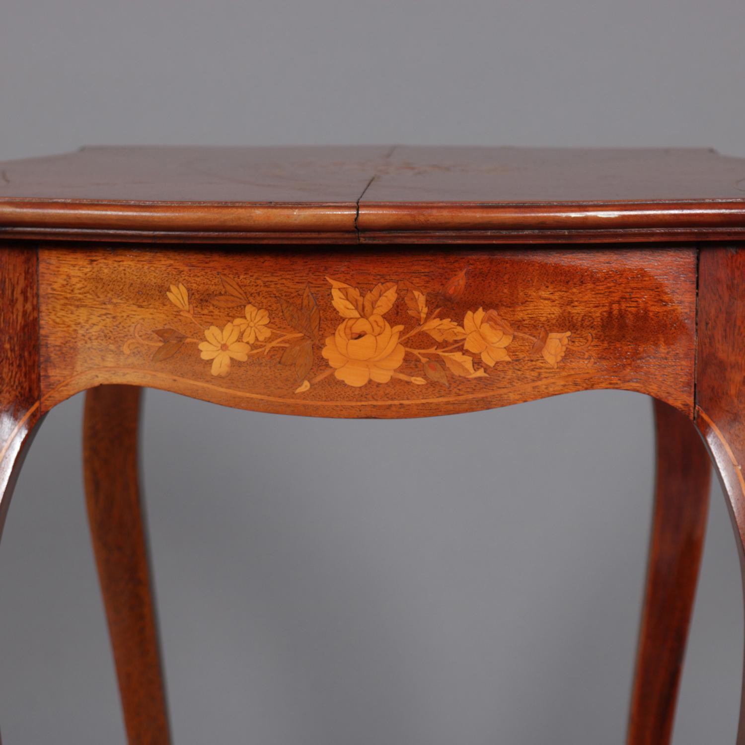 Antique French Marquetry, Mahogany with Satinwood  Inlay, Lamp Table, circa 1900 1