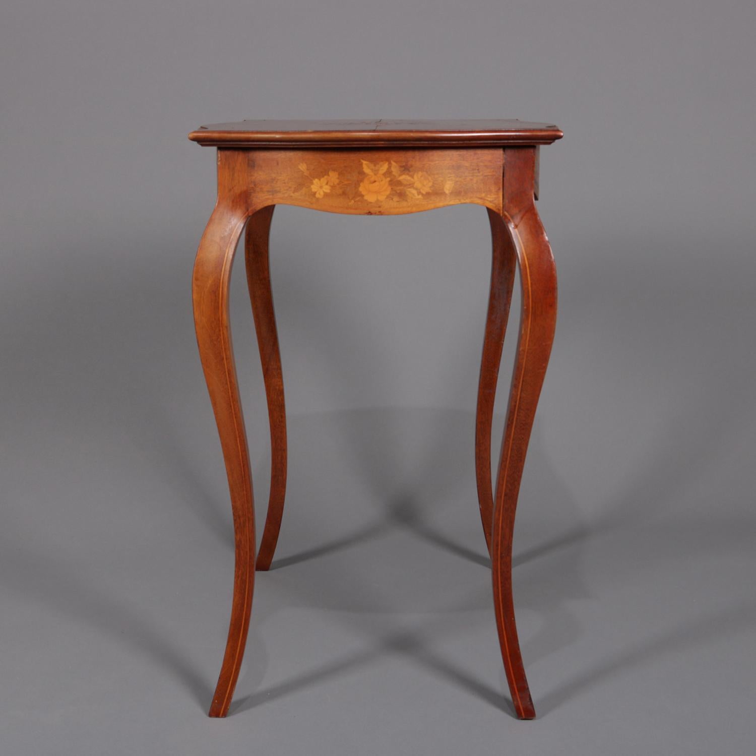 Antique French Marquetry, Mahogany with Satinwood  Inlay, Lamp Table, circa 1900 2