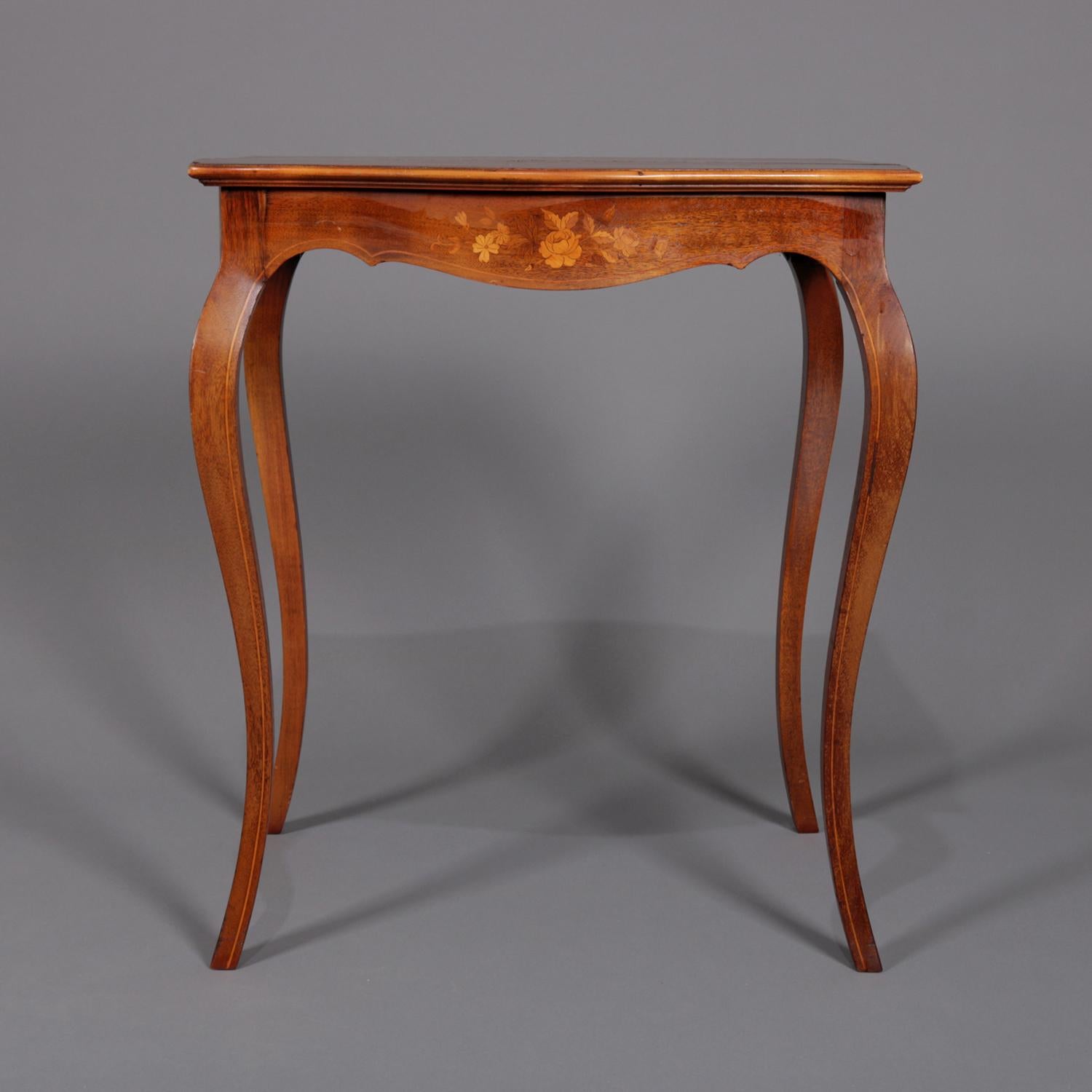 Antique French Marquetry, Mahogany with Satinwood  Inlay, Lamp Table, circa 1900 4