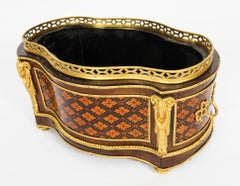 Antique French Marquetry Ormolu Mounted Jardiniere 19th Century