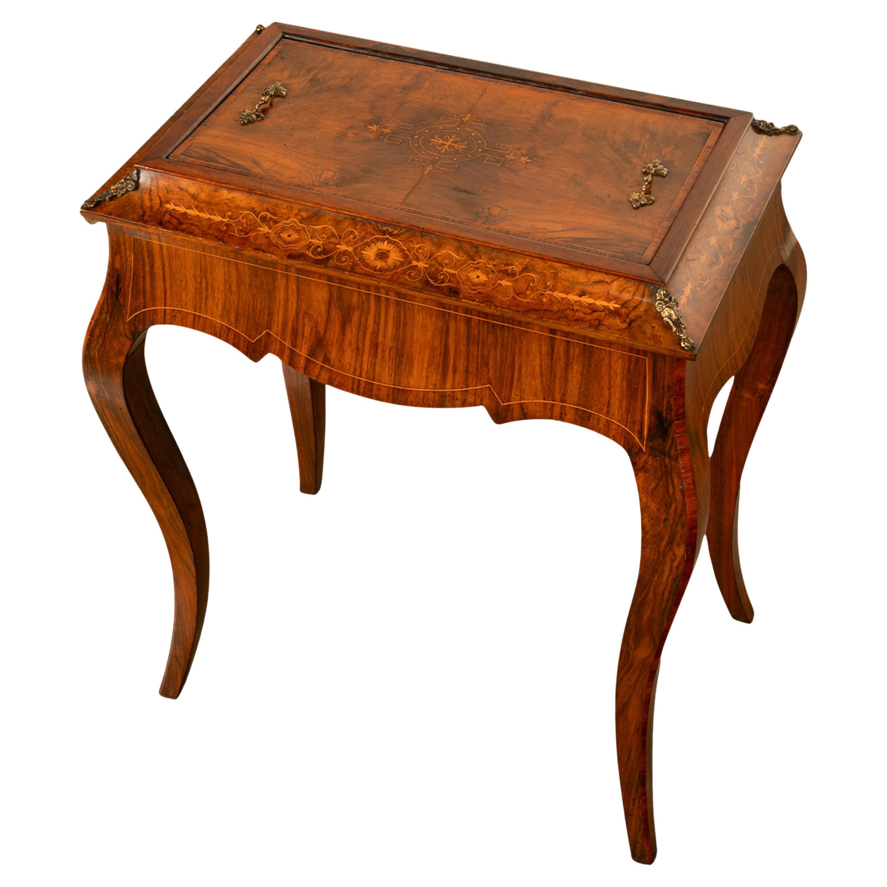 Antique French Marquetry Rosewood & Ormolu Jardiniere Wine Celarette Table 1860