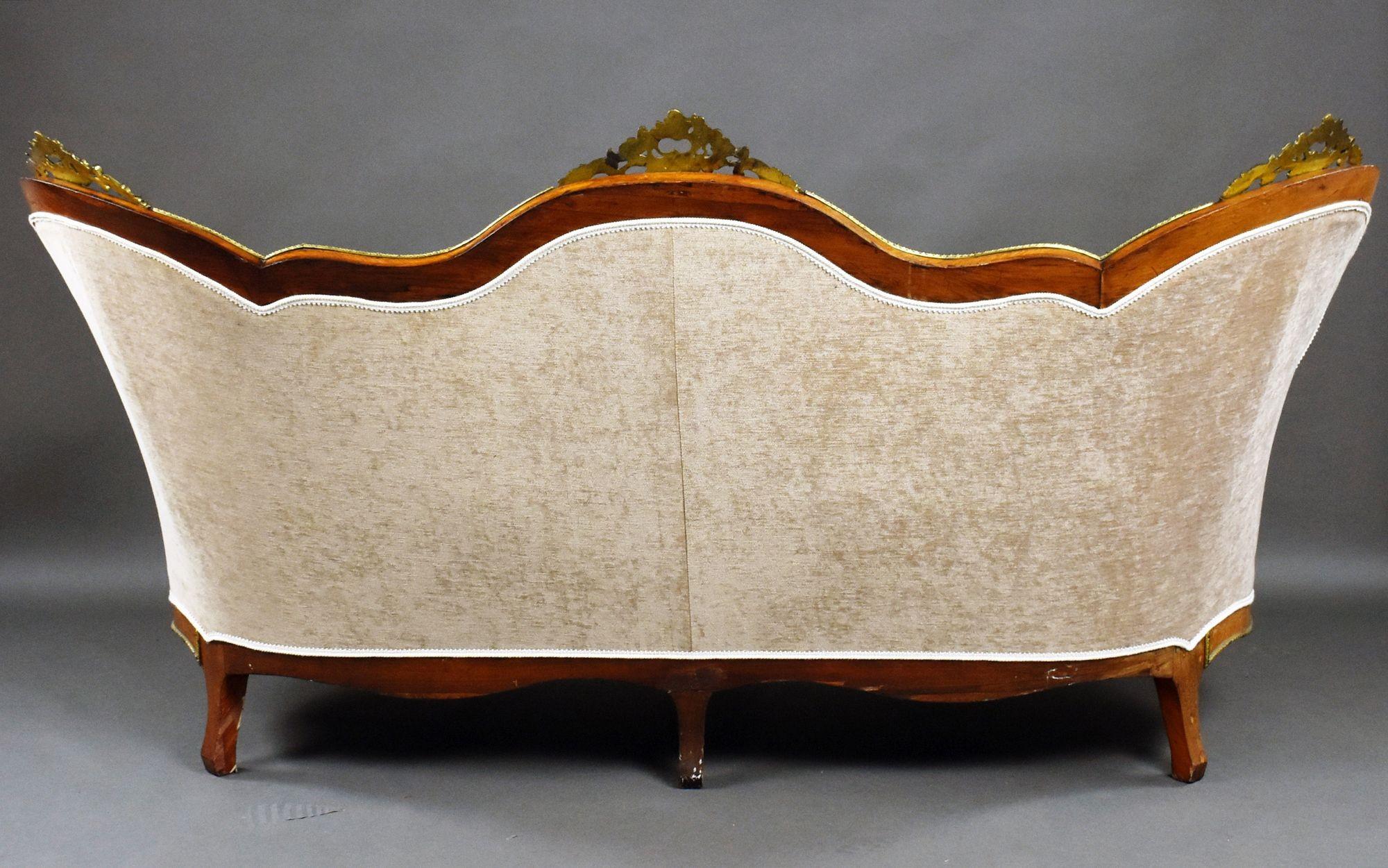 Antique French Marquetry Sofa In Good Condition For Sale In Chelmsford, Essex