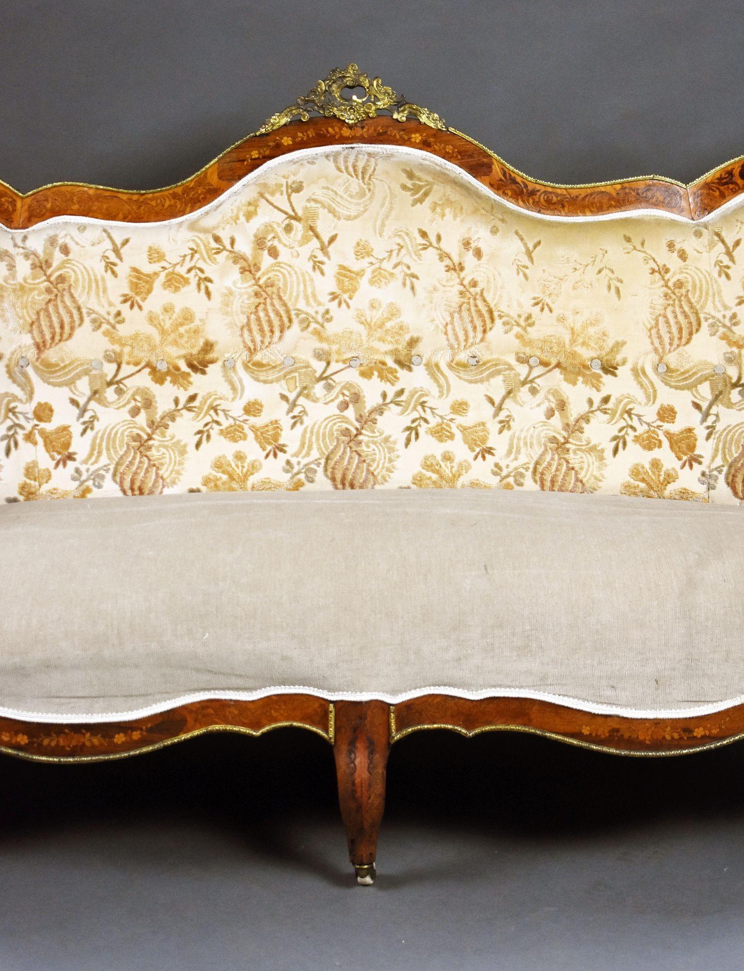 Antique French Marquetry Sofa For Sale 2