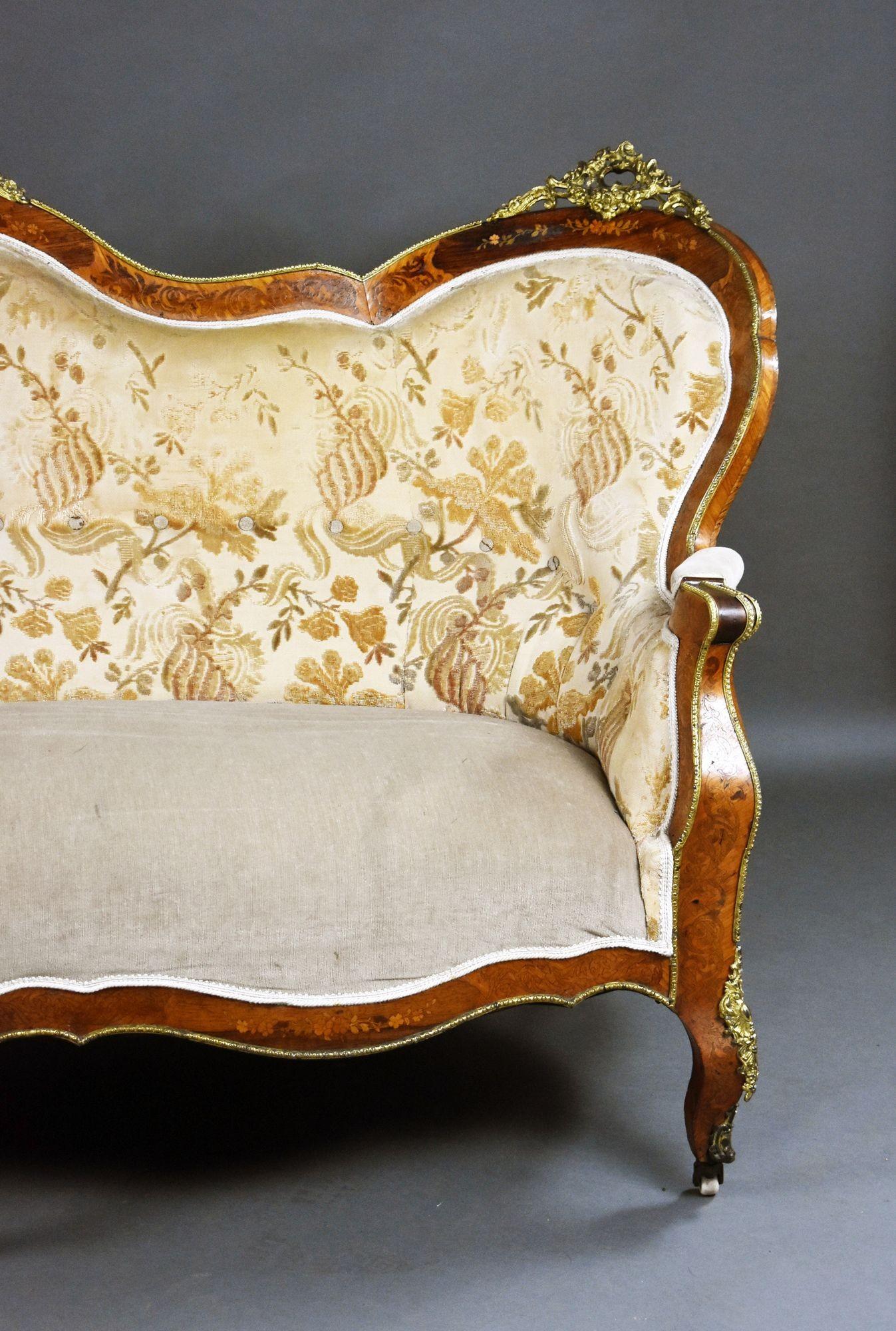 Antique French Marquetry Sofa For Sale 3