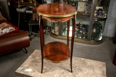 Antique French Marquetry Tiered Side Table