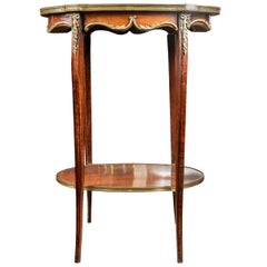 Antique French Marquetry Tiered Side Table