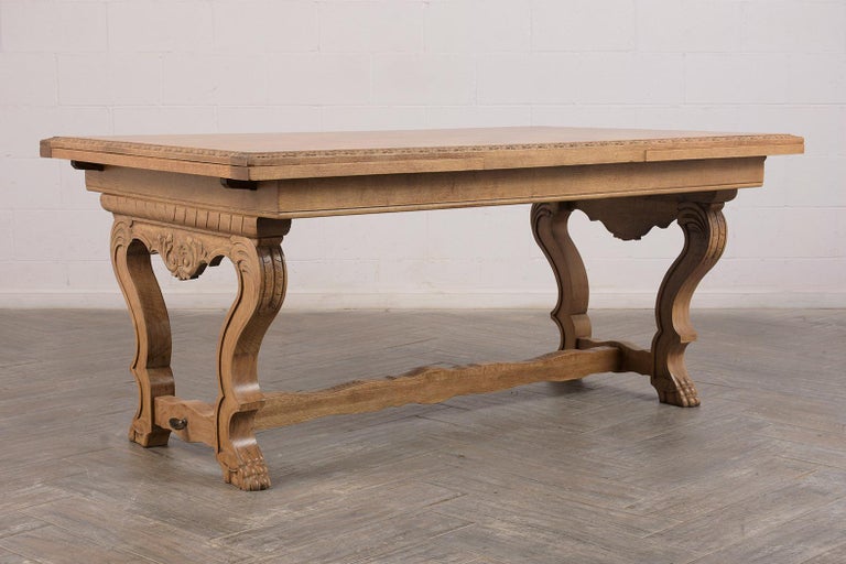 Antique French Marquetry Trestle Dining Table at 1stDibs