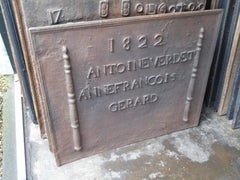 Plaque de cheminée / dosseret "mariage" français ancien, 19e siècle