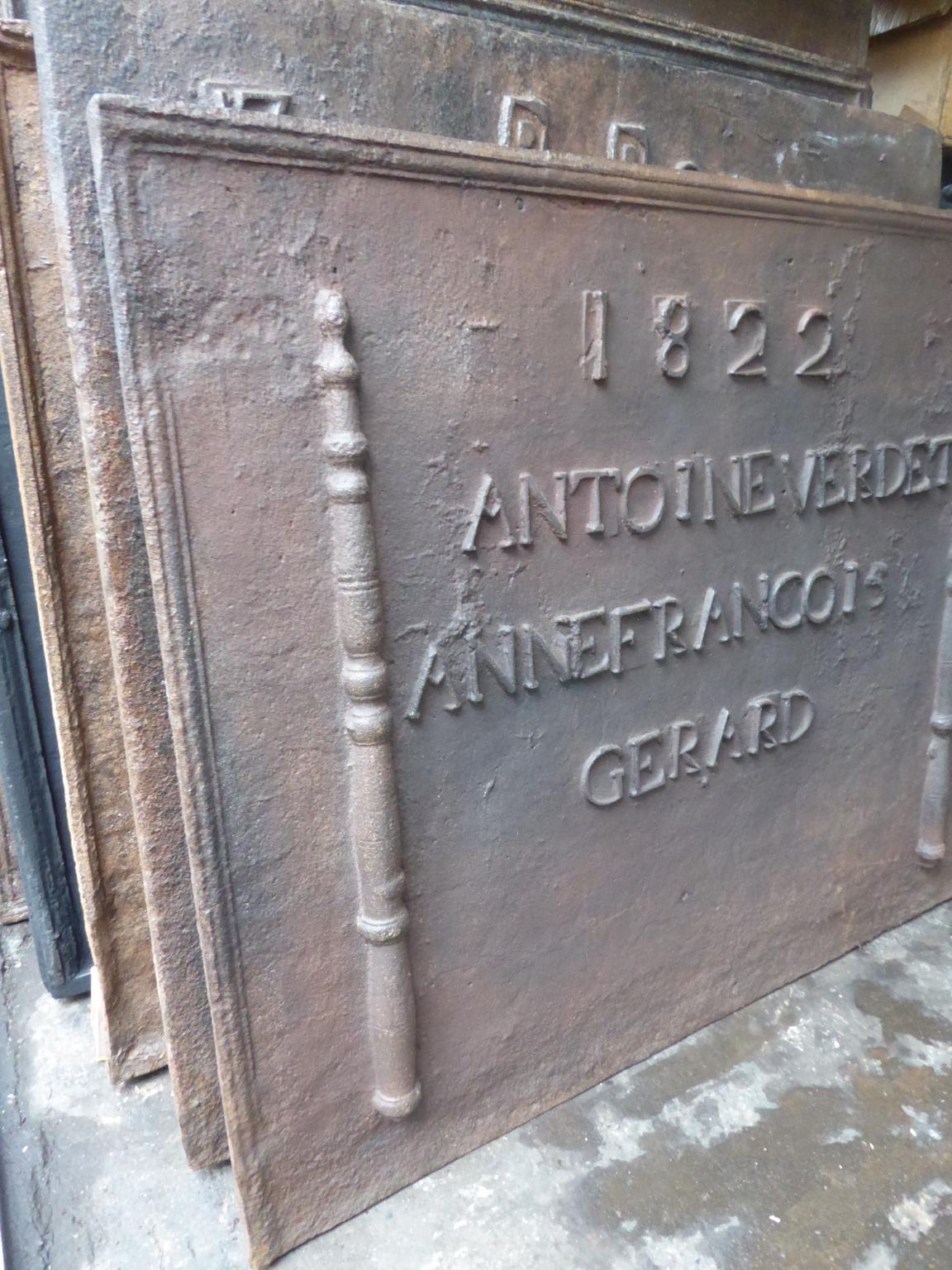 Antique French 'Marriage' Fireback / Backsplash, XIX secolo In condizioni buone in vendita a Soest, NL