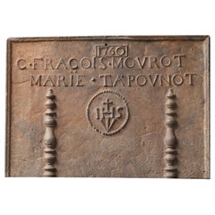 Antique French 'Marriage' Fireback / Backsplash, Siglo XVIII
