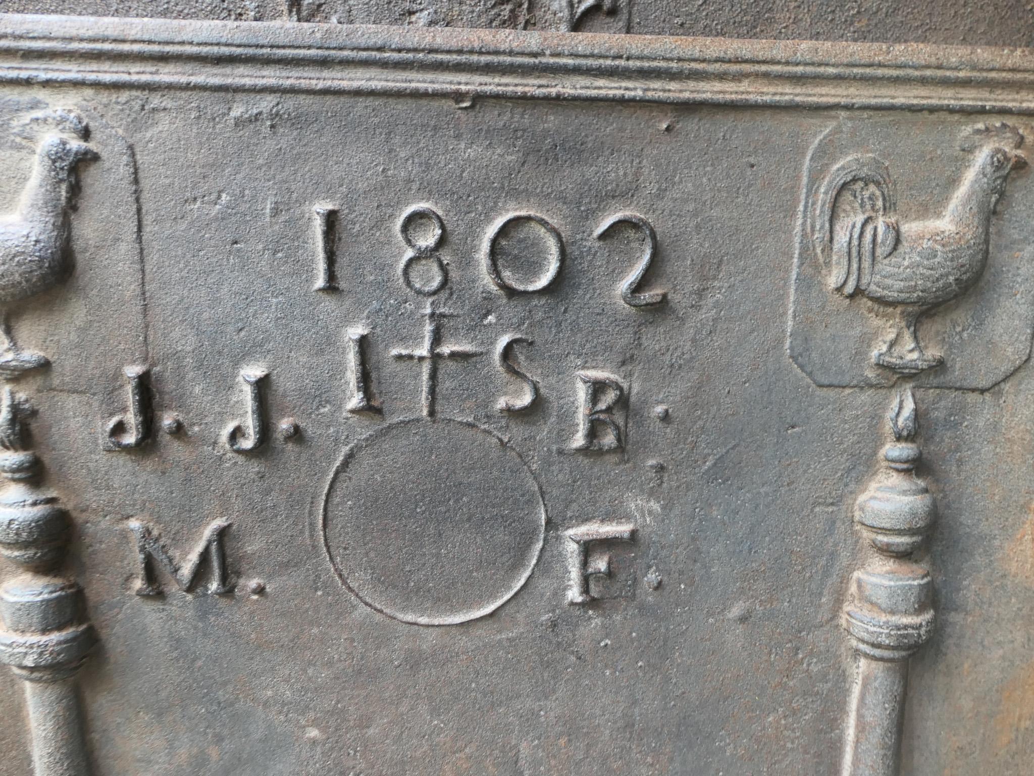 Antique French 'Marriage' Fireback / Backsplash, XIX secolo In condizioni buone in vendita a Soest, NL