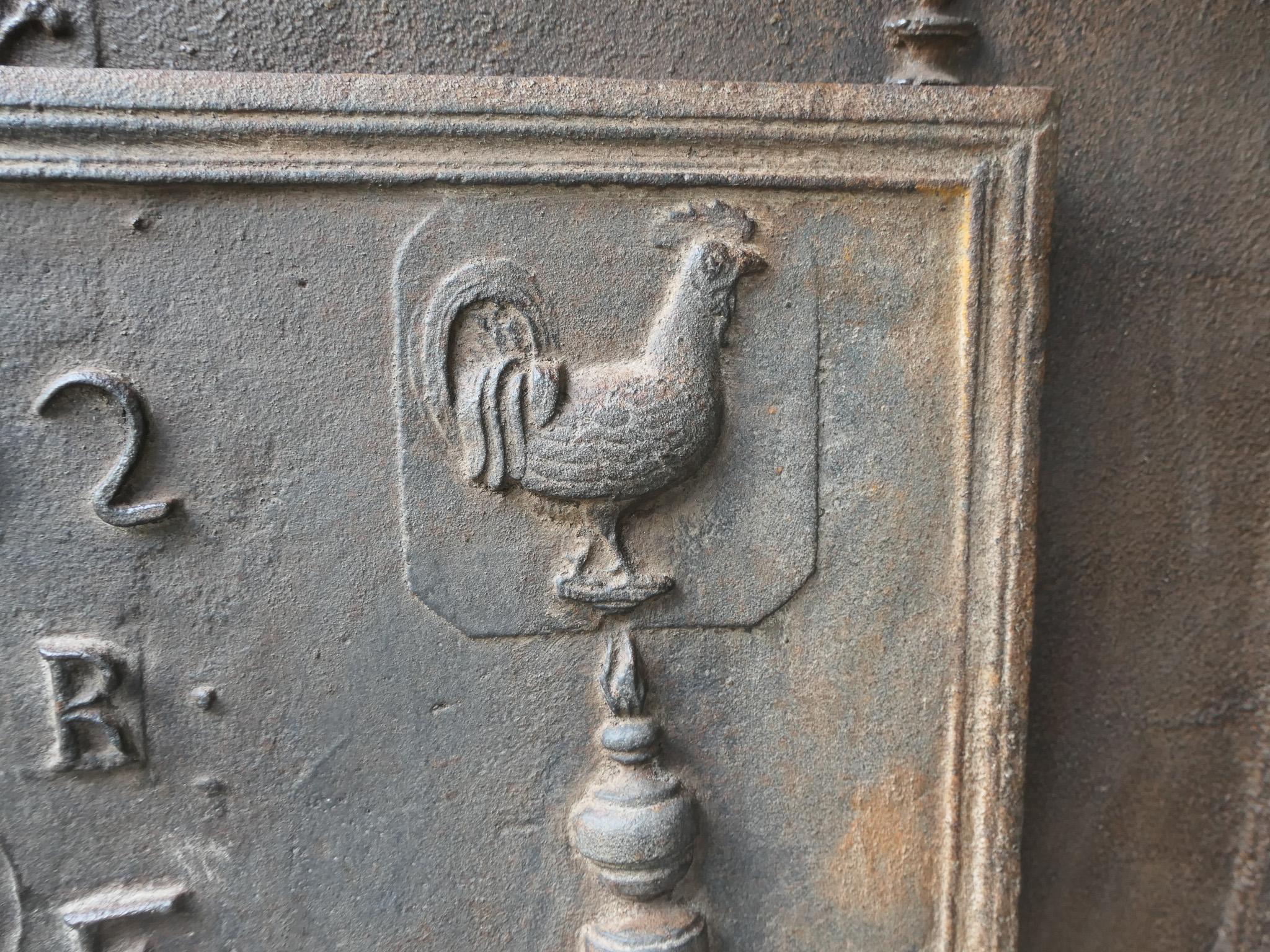 Ferro Antique French 'Marriage' Fireback / Backsplash, XIX secolo in vendita