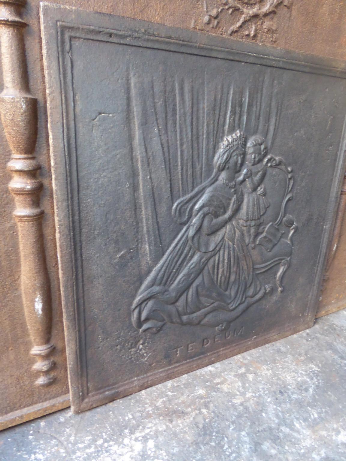 Fer Plaque de cheminée française ancienne Mary of Kevelaer, 19ème siècle en vente