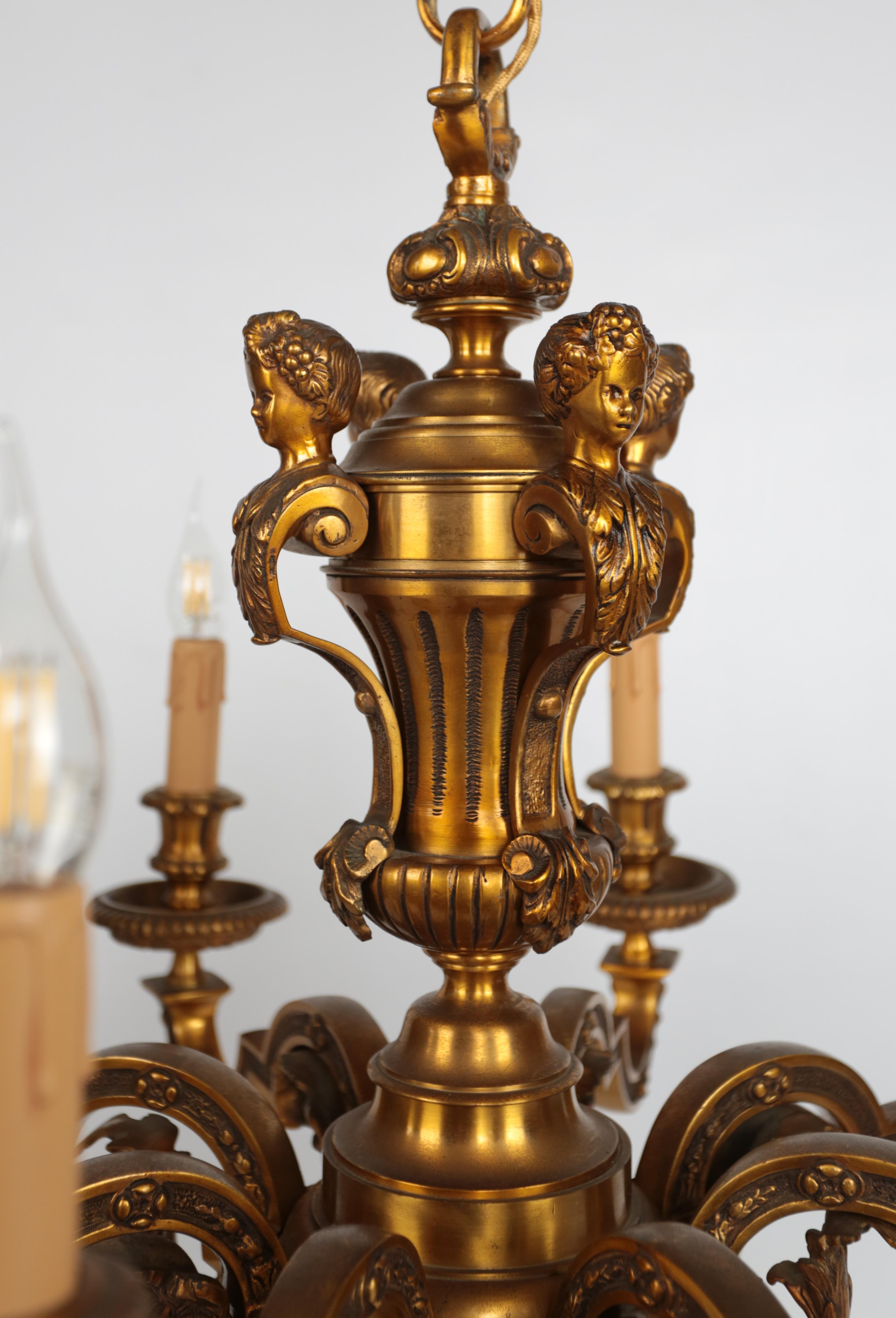 Gilt Antique French Mazarin Bronze Chandelier For Sale
