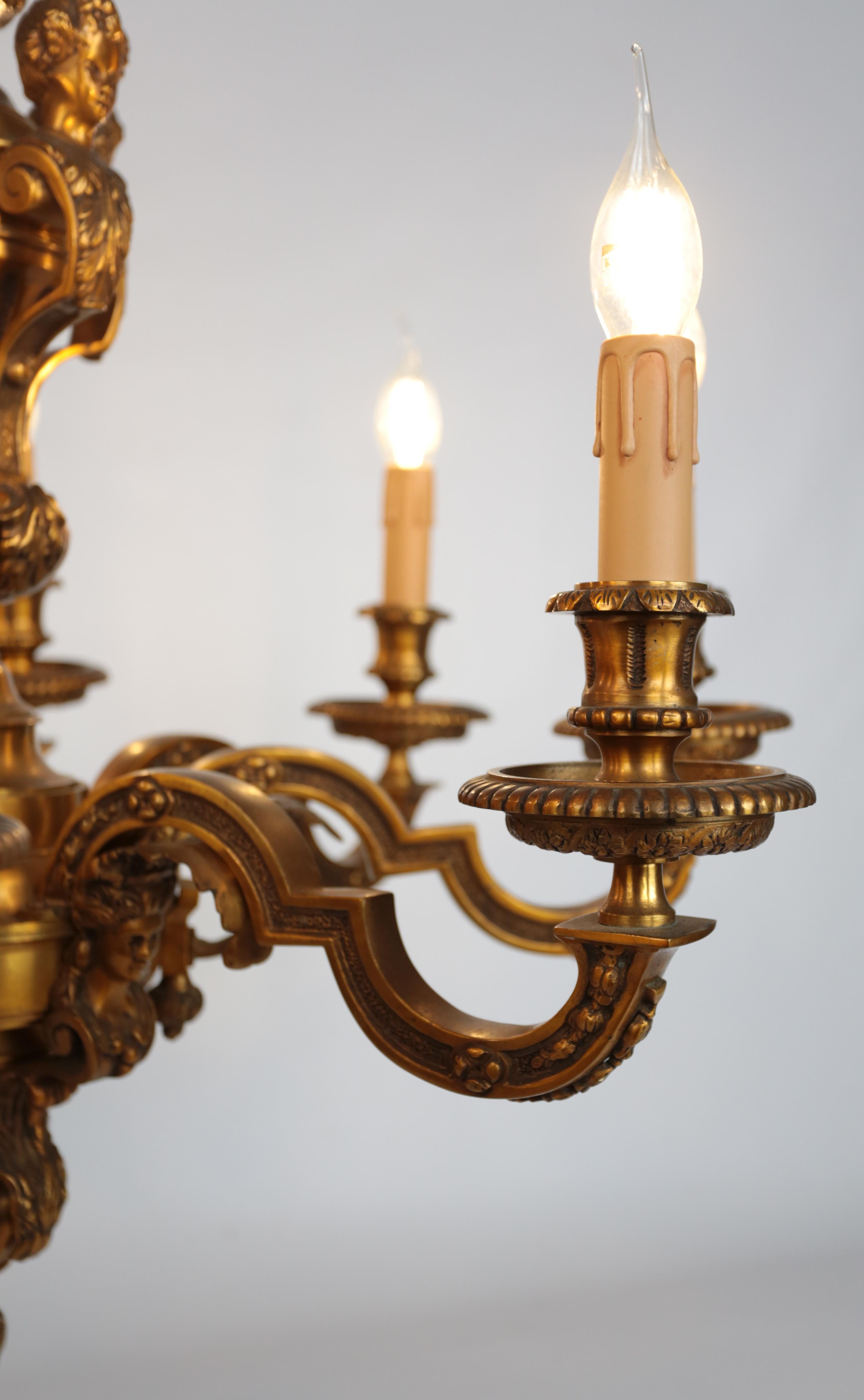 Antique French Mazarin Bronze Chandelier For Sale 1