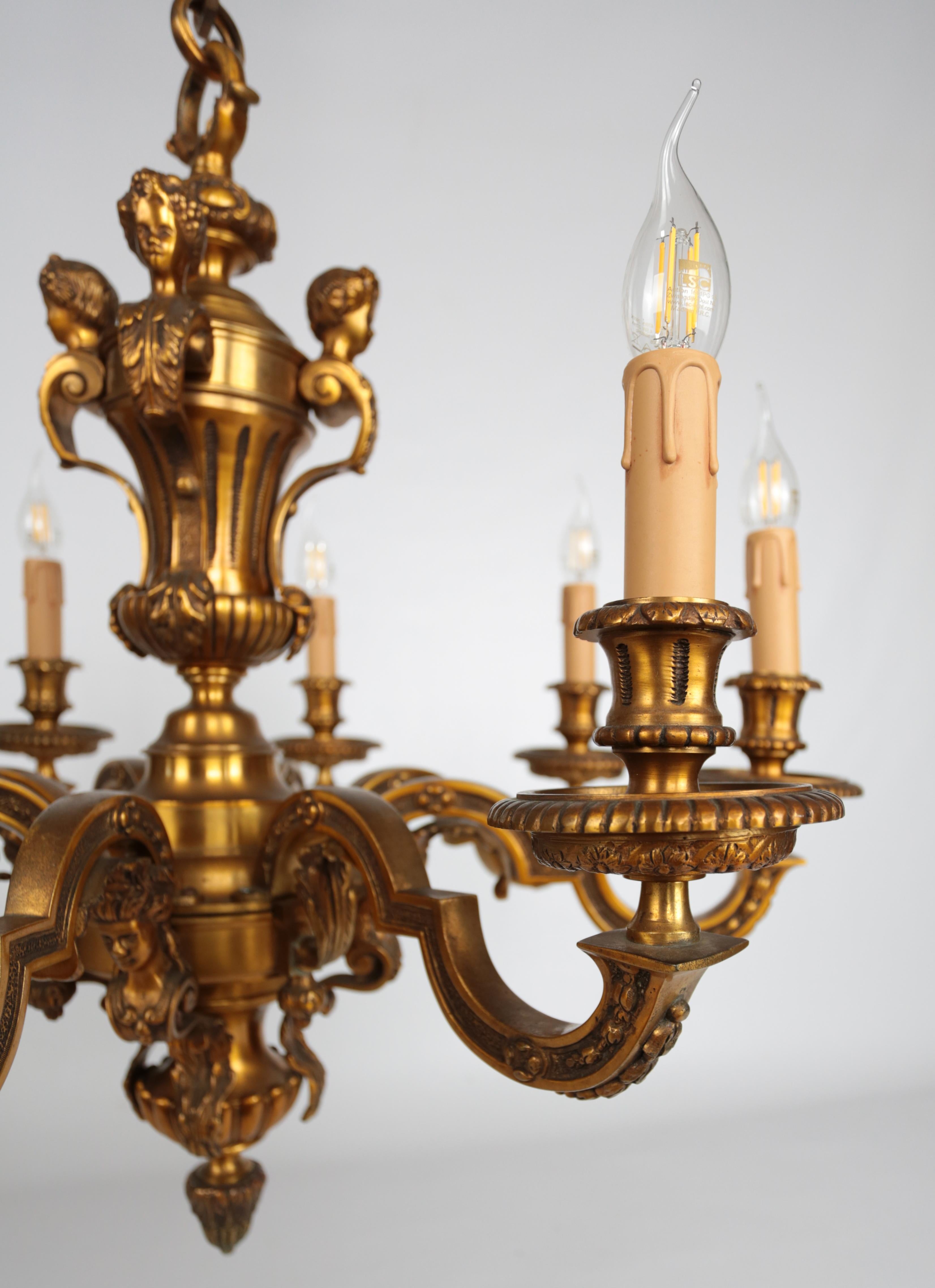 Antique French Mazarin Bronze Chandelier For Sale 2