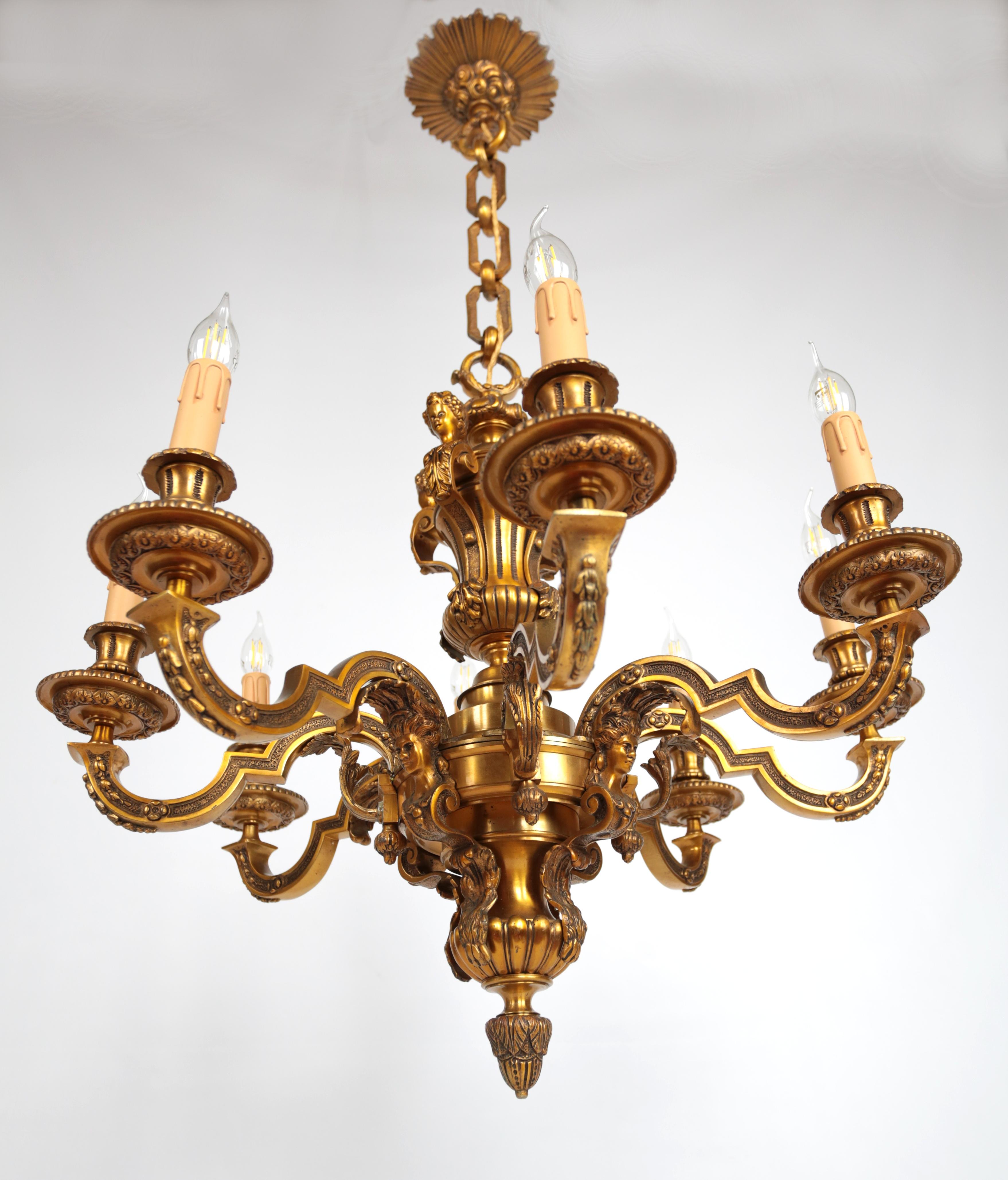 Antique French Mazarin Bronze Chandelier For Sale 3