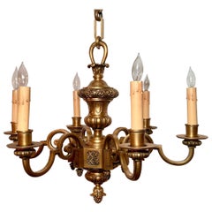 Antique French Mazarin Gold Bronze Chandelier, Circa 1880.