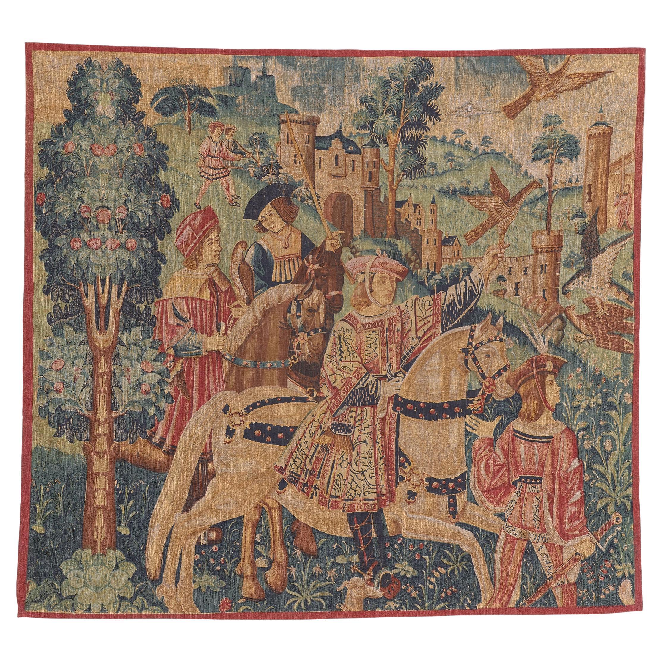 French Medieval Hunting Tapestry, Les Editions d'Art de Rambouillet For Sale