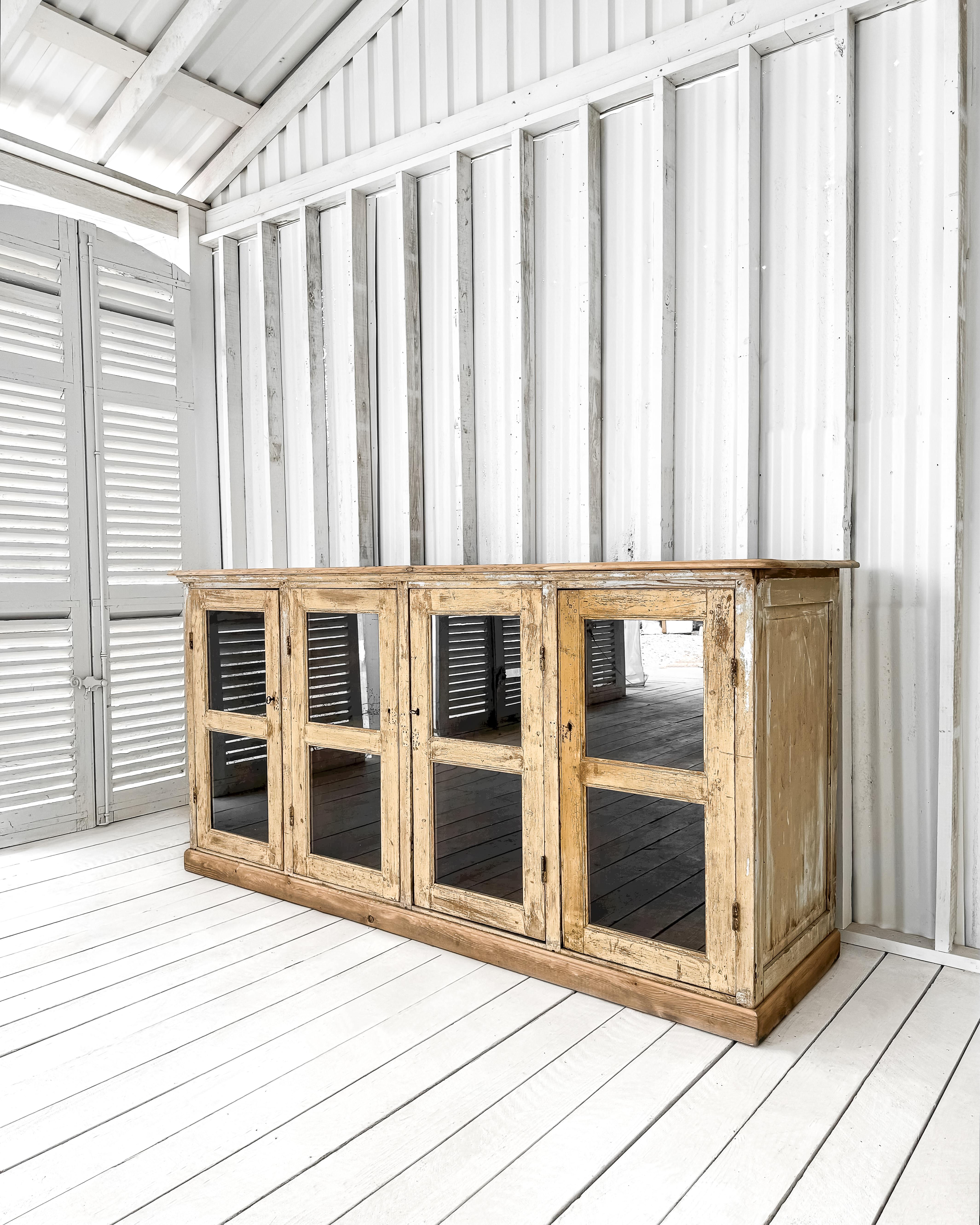 Antique French Mercantile Showcase with 4 Doors 3
