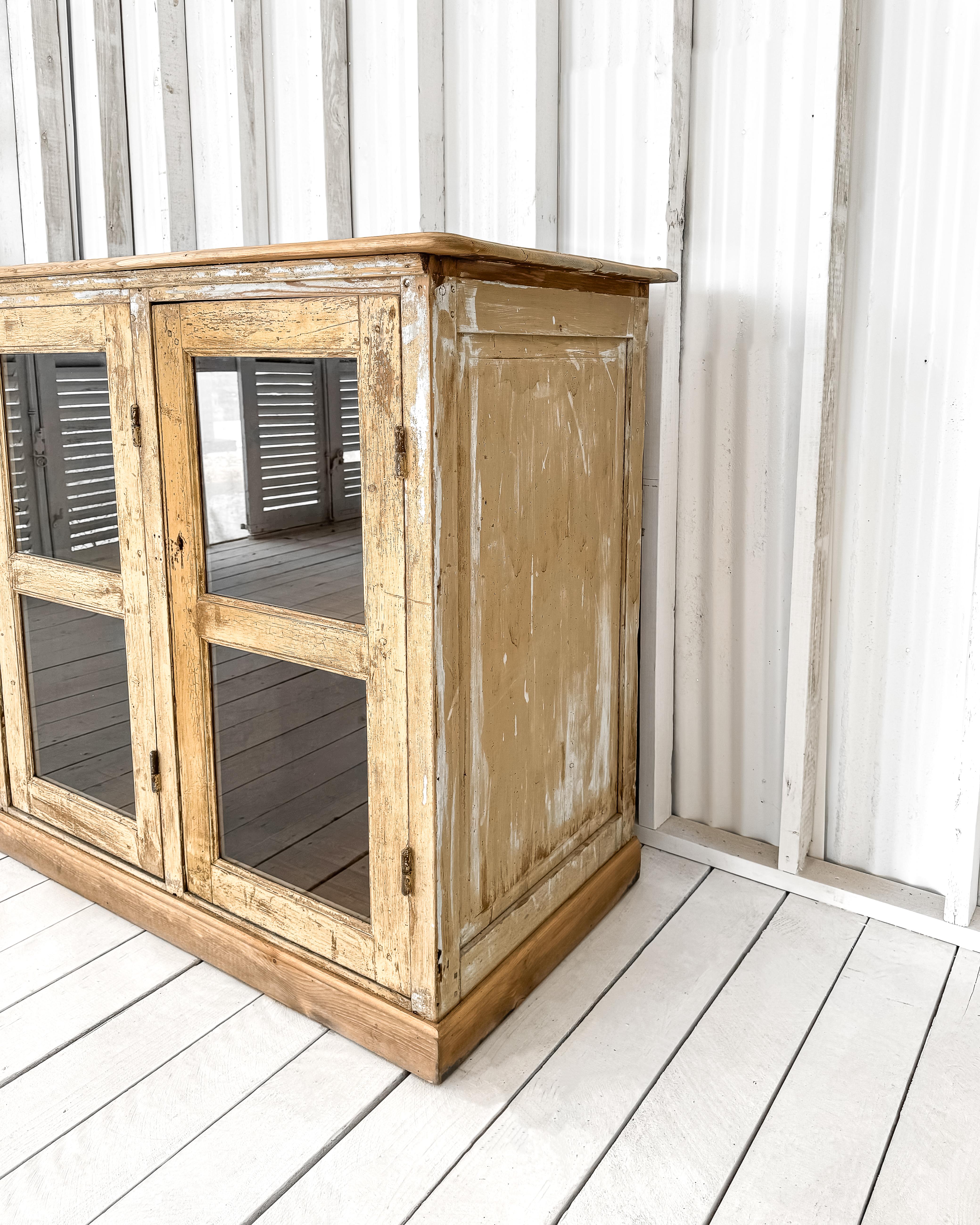 Antique French Mercantile Showcase with 4 Doors For Sale 4