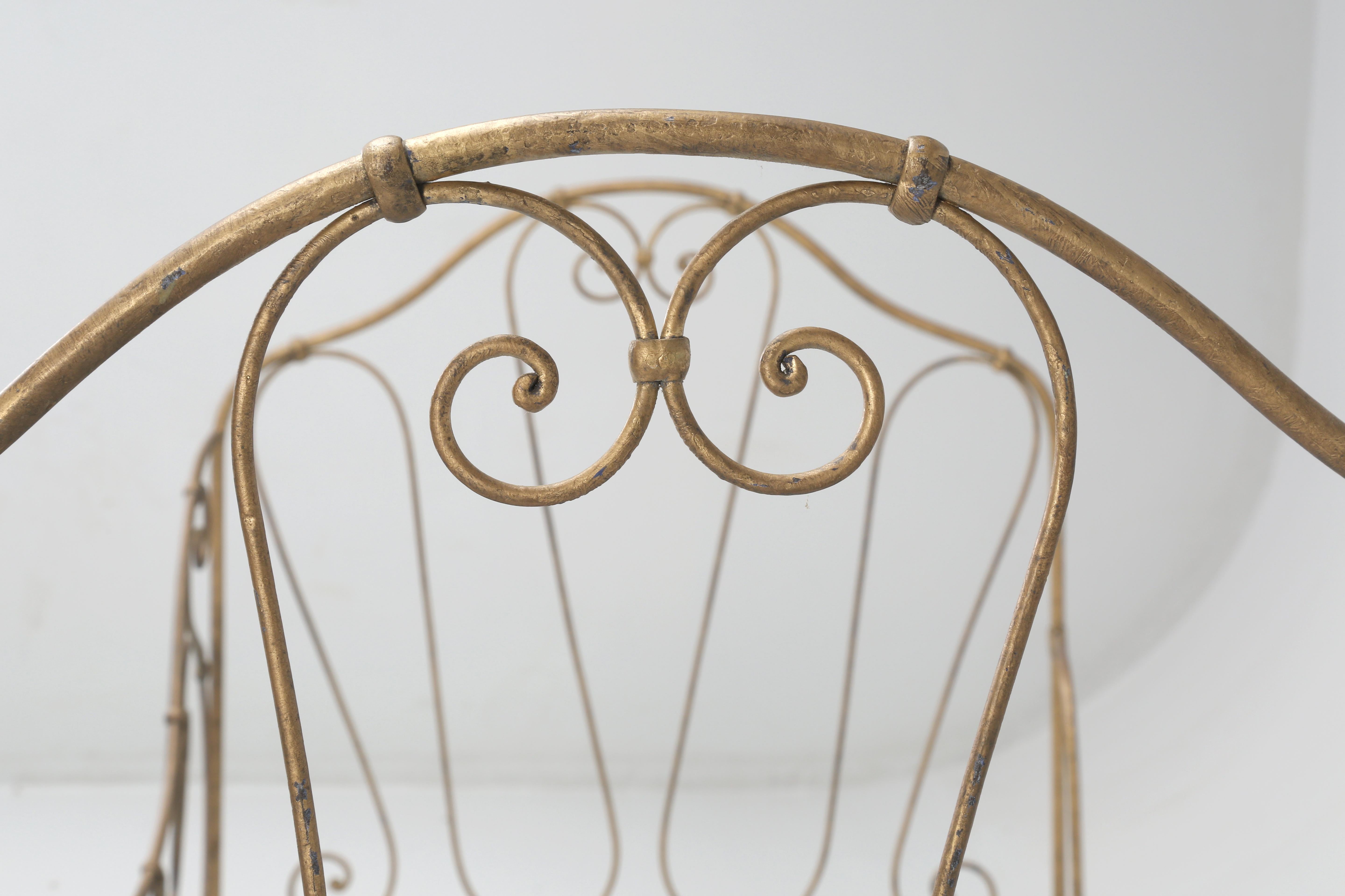 Antique French Metal Daybed in Old Paint 3