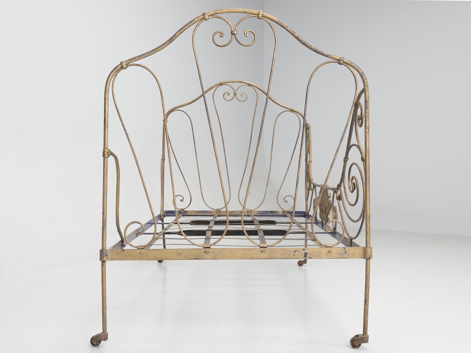 Antique French Metal Daybed in Old Paint 5