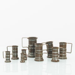 Antique French Metal Measuring Cups, Set of Nine