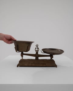 Antique French Metal Scale, Detailed Design, 1900s Scientific Tool