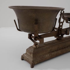 Antique French Metal Scale, Detailed Design, 1900s Scientific Tool