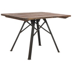 Antique French Metal Table with Wooden Top