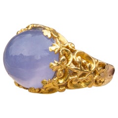 Antiker französischer offener viktorianischer Fliederblauer Chalcedon-Achat aus der Mitte des 19. Jahrhunderts