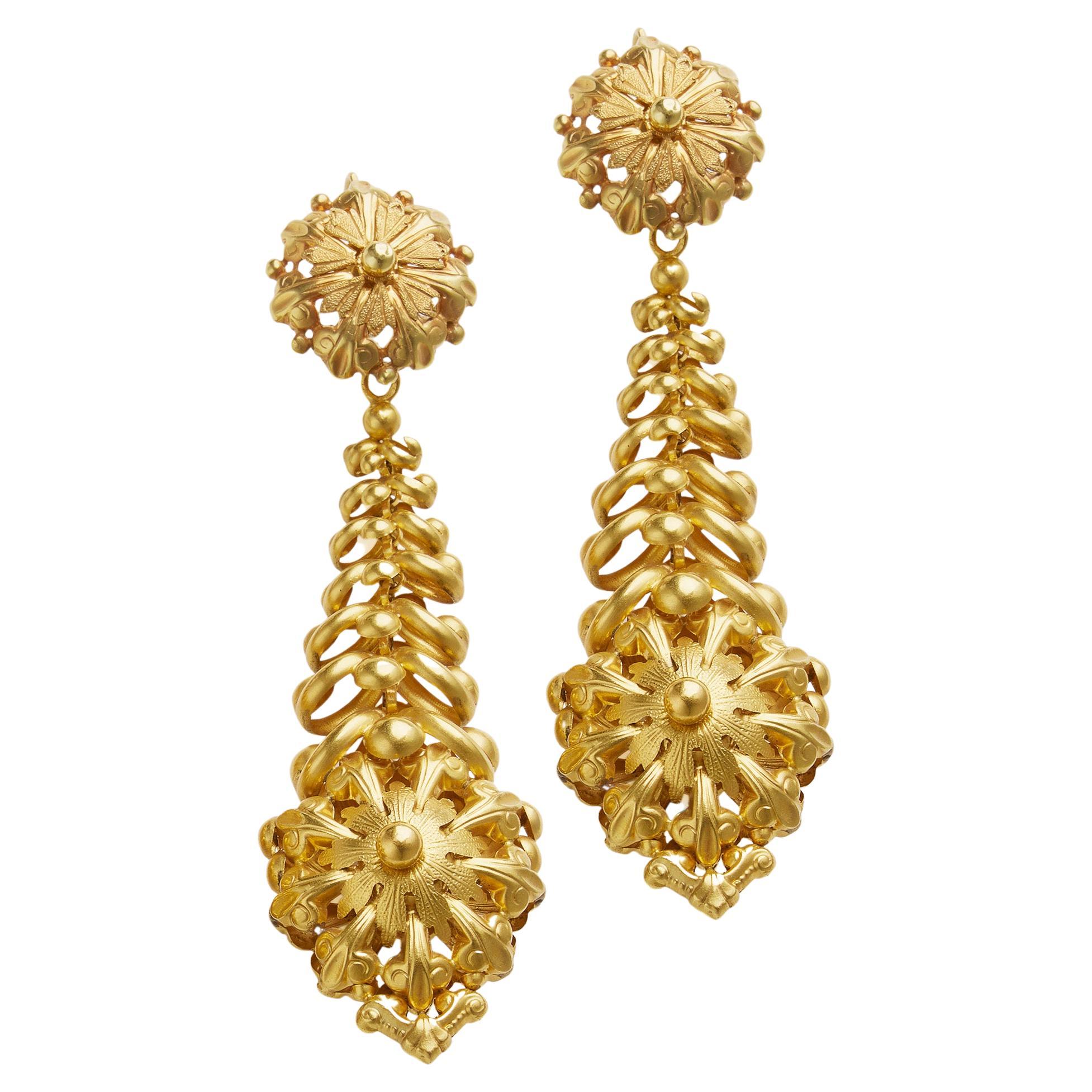 Boucles d'oreilles à long pendentif "Milanos" d'époque française