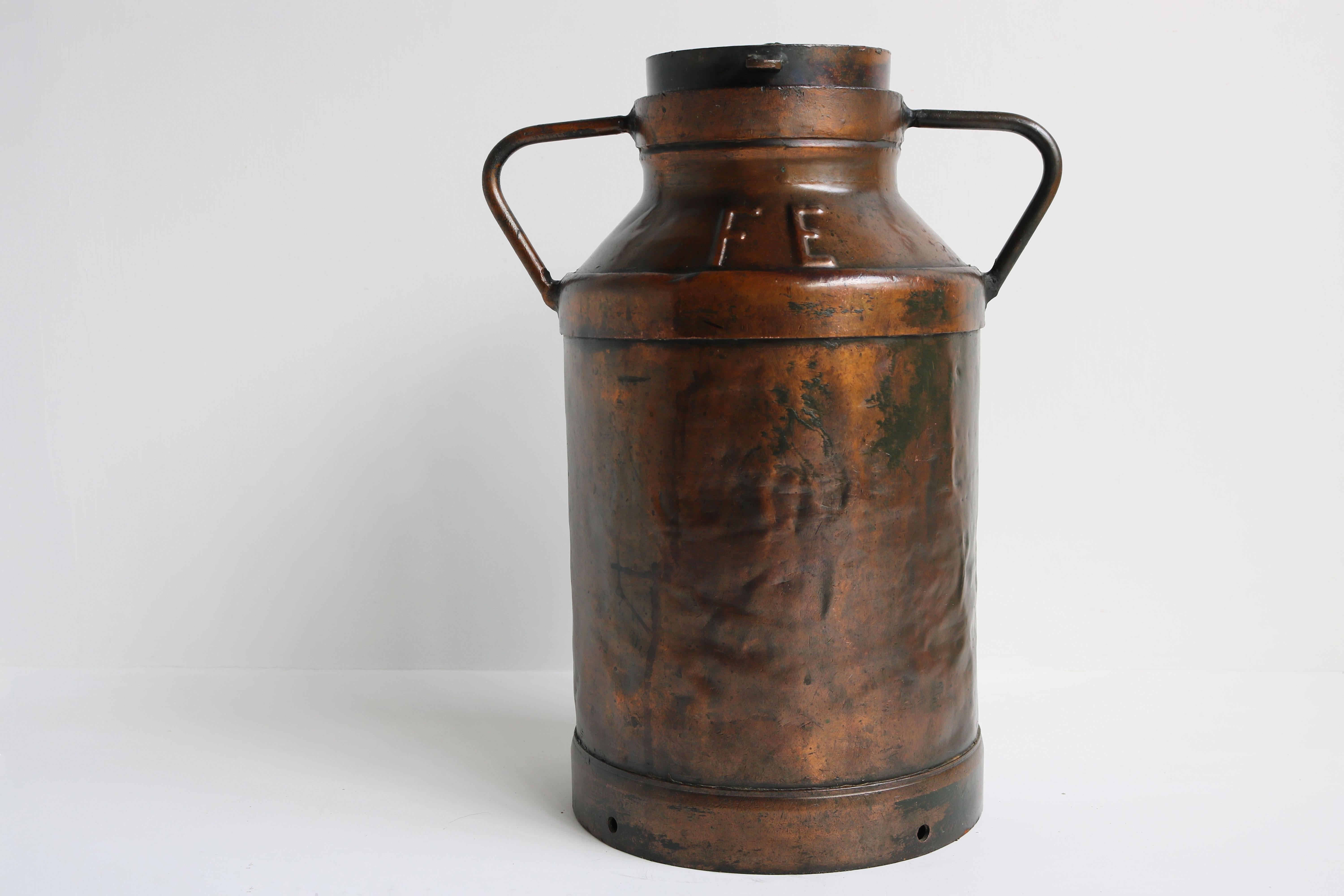 antique copper milk can