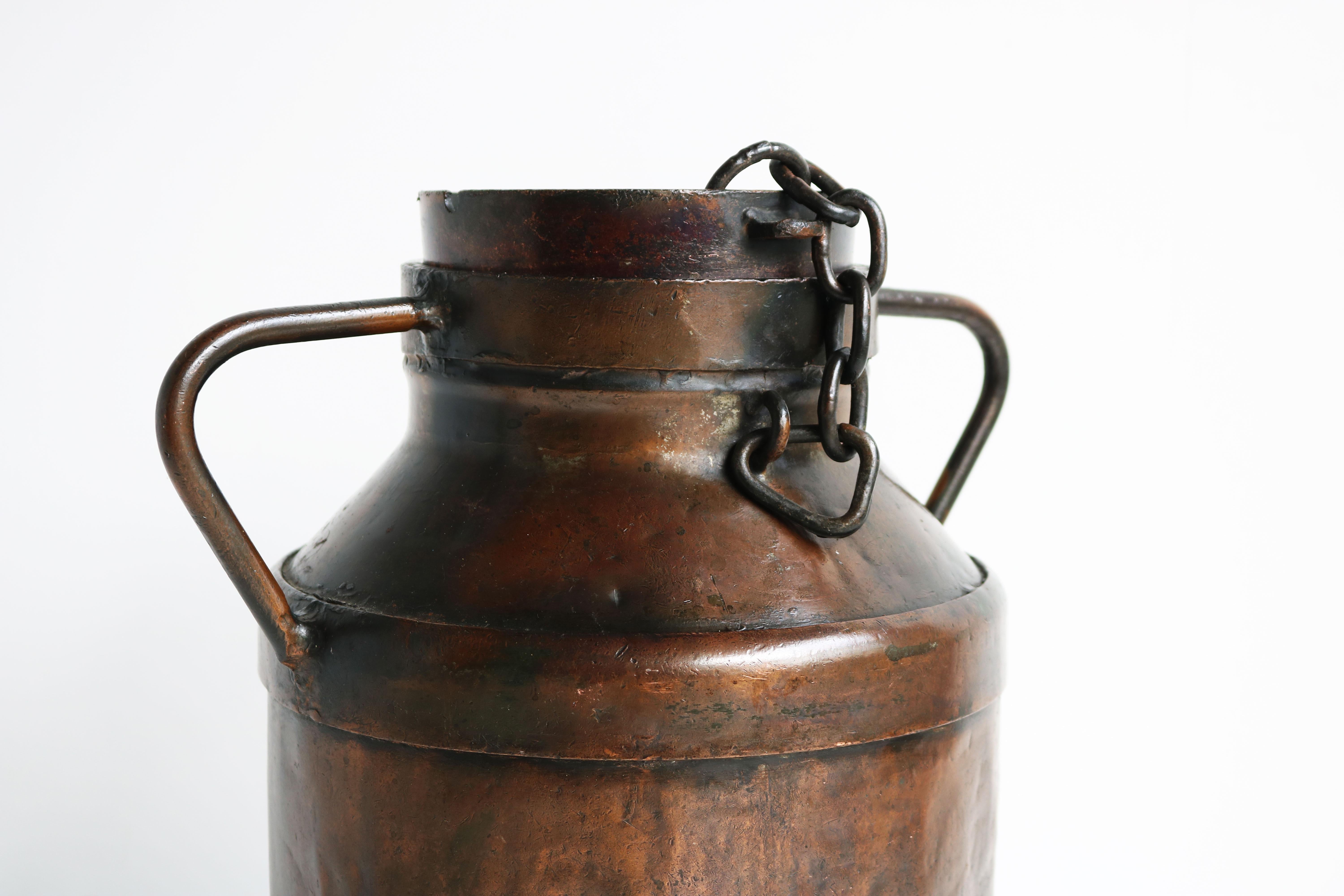 Français Antiquité française pot à lait support d'Umbrella Stand Cuivre 1880 Country Style Can Farm