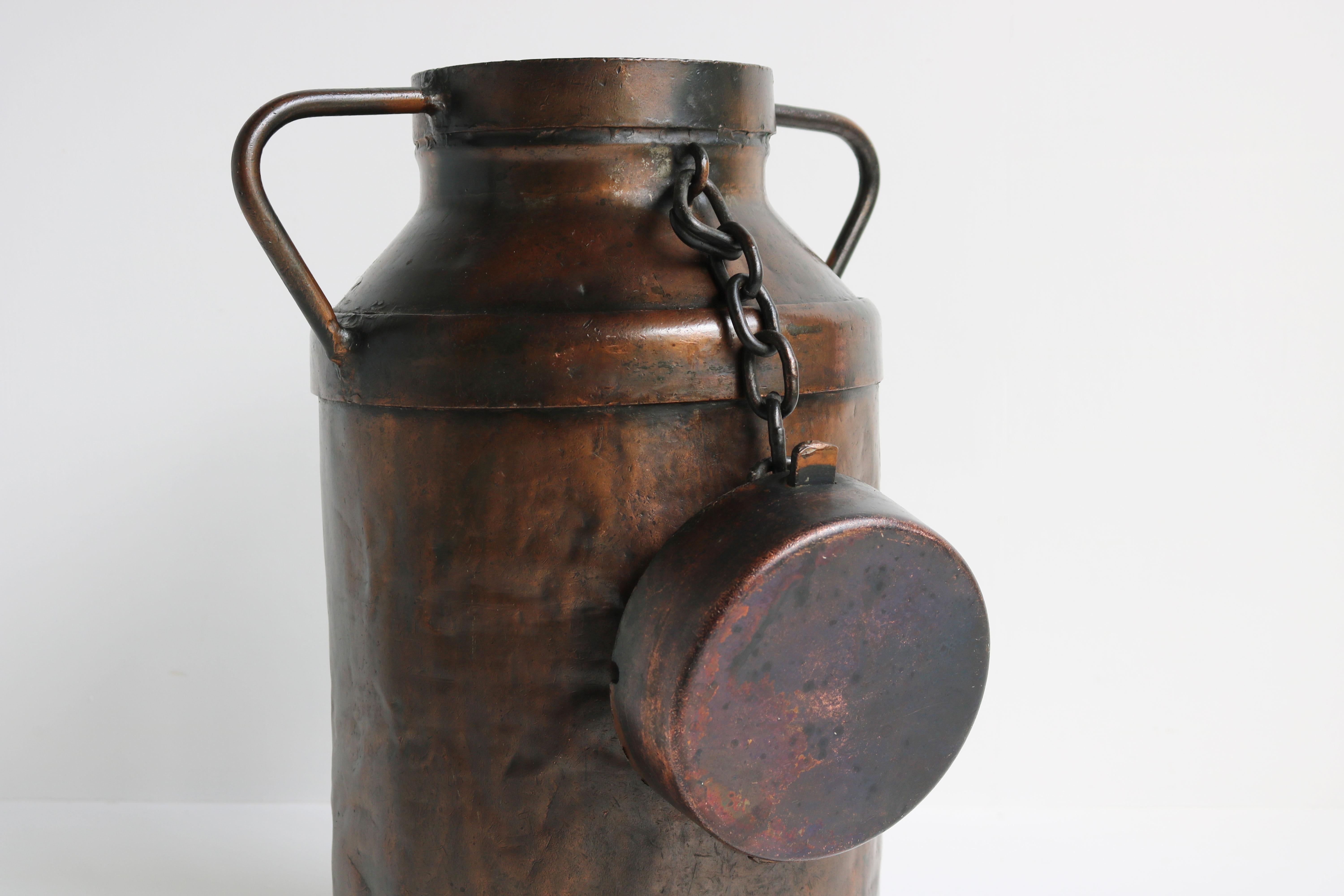 Antiquité française pot à lait support d'Umbrella Stand Cuivre 1880 Country Style Can Farm Bon état à Ijzendijke, NL