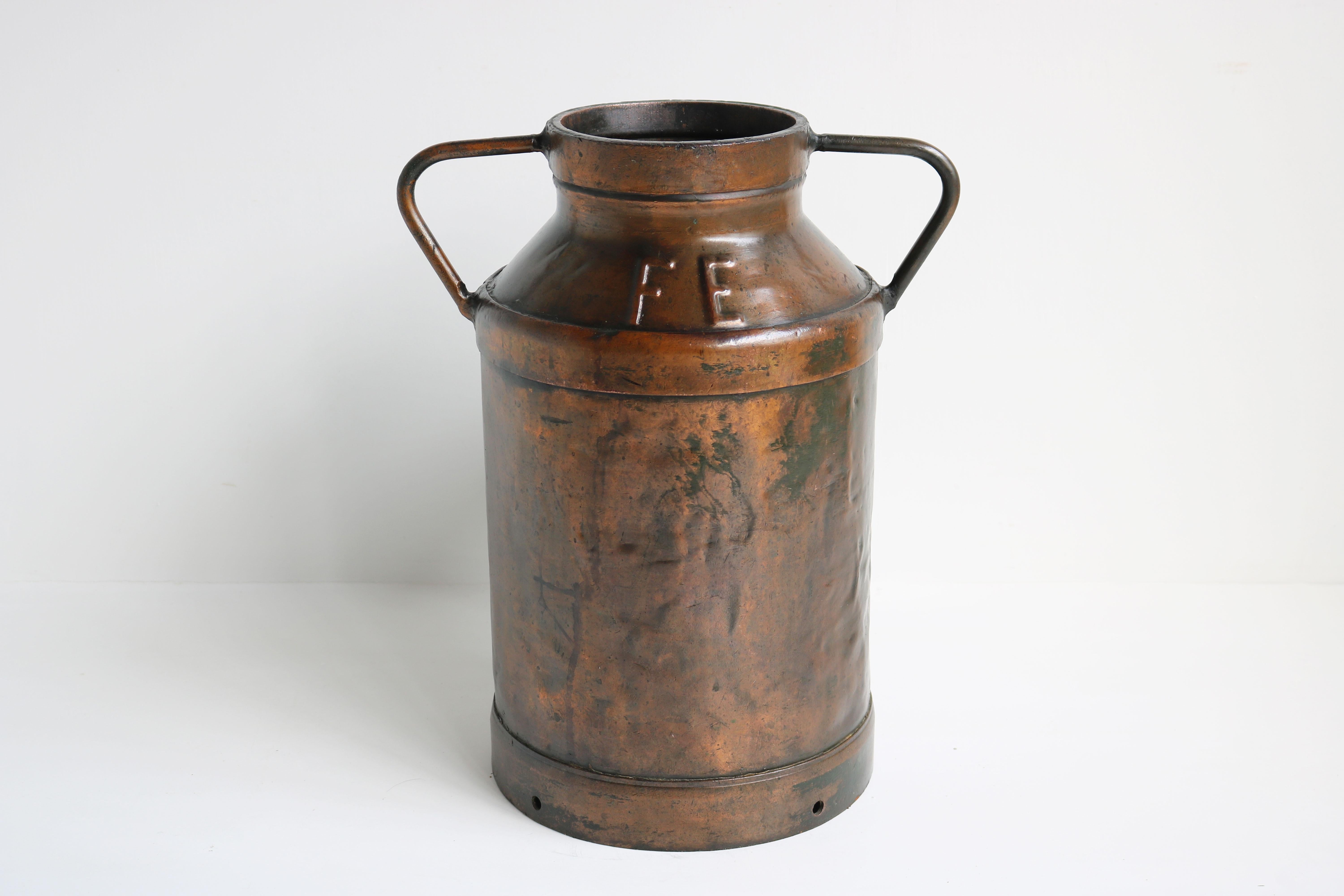 Fin du XIXe siècle Antiquité française pot à lait support d'Umbrella Stand Cuivre 1880 Country Style Can Farm