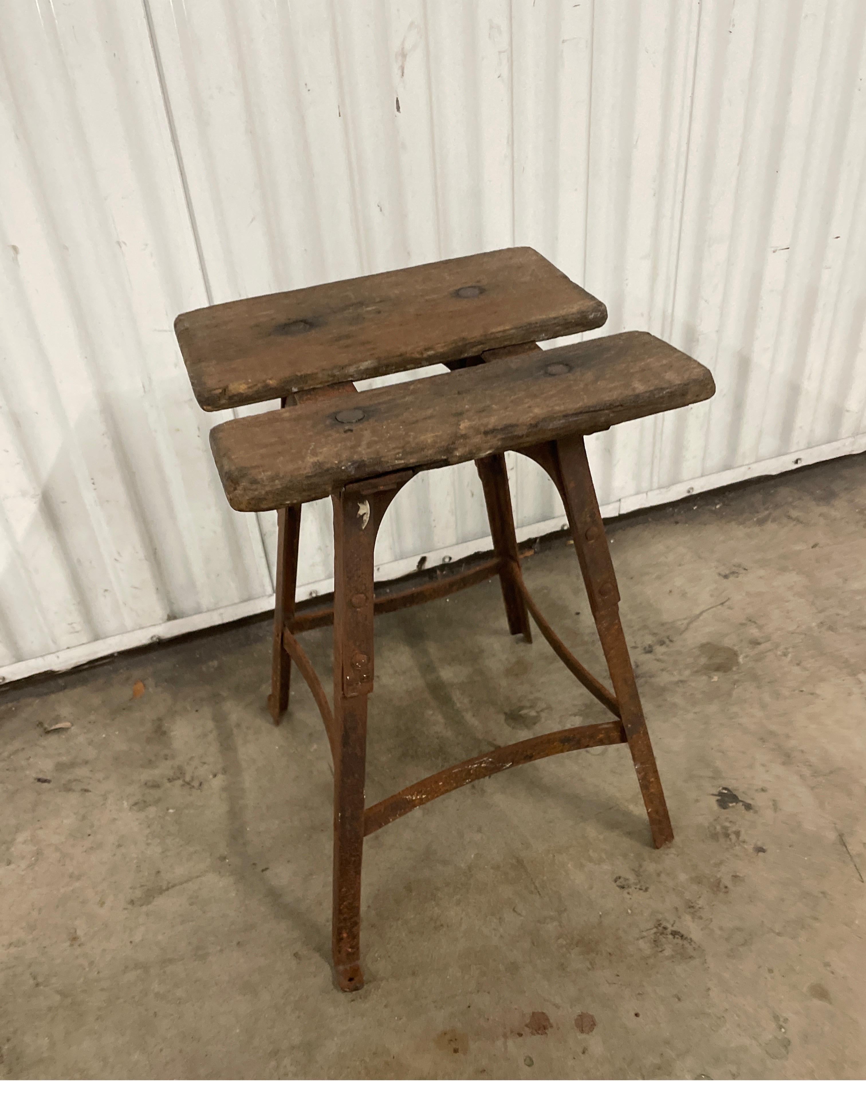 Iron Antique French Milking Stool For Sale