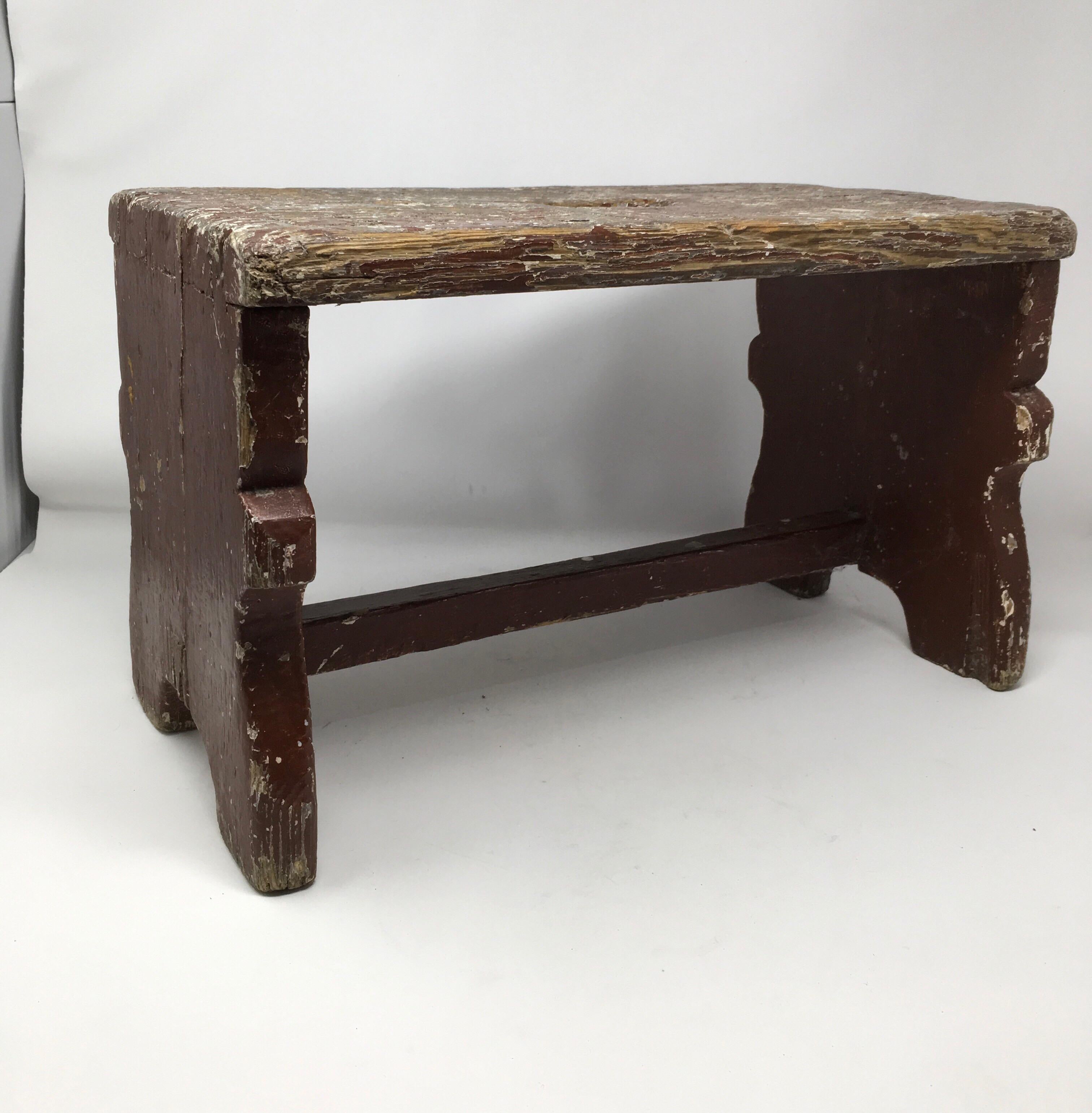 Wood Antique French Milking Stool