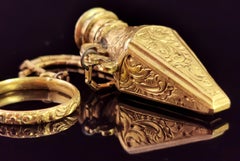 Antique French Miniature Gilt Scent Bottle, Posy Ring