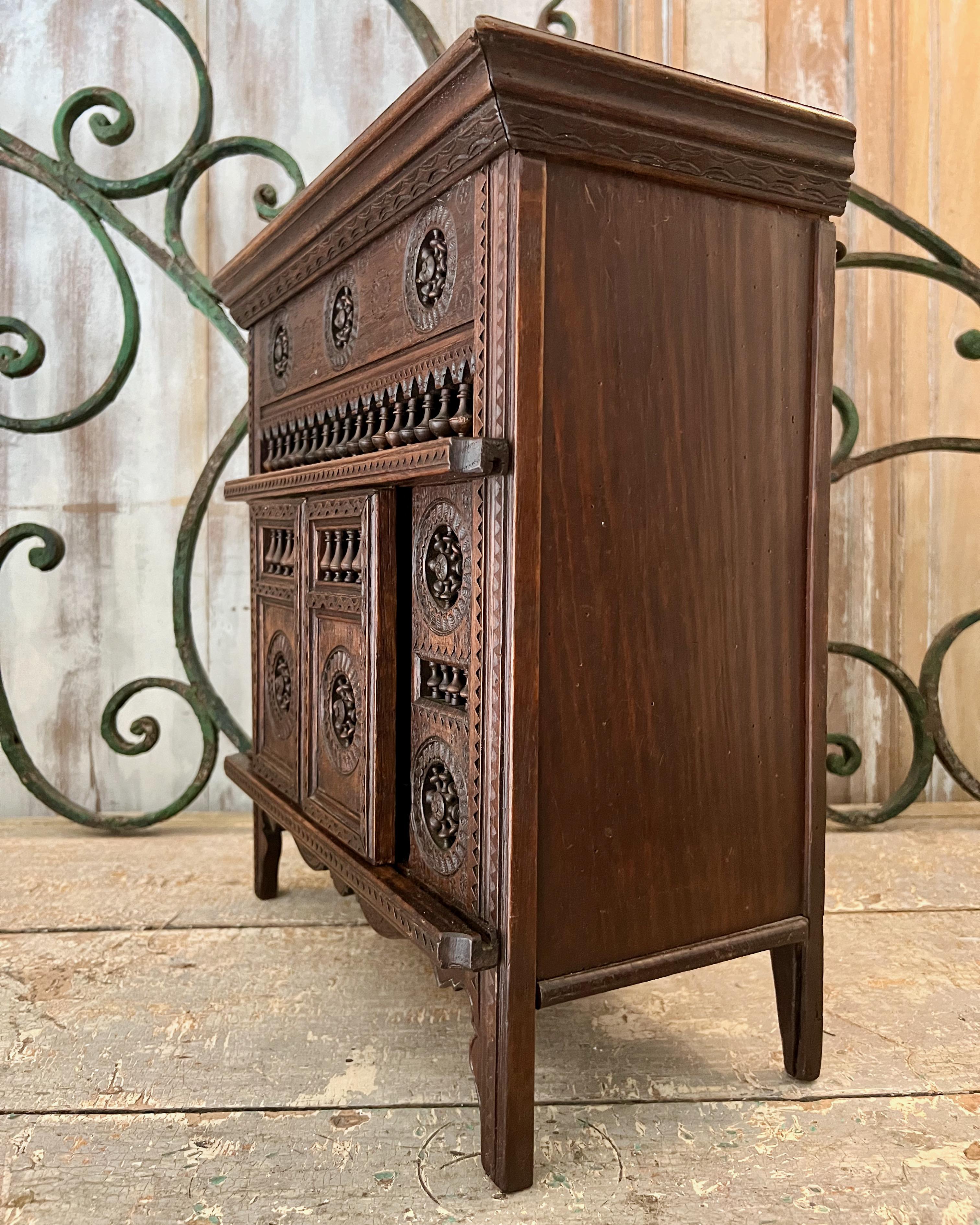 19th Century Antique French Miniature Oak Brittany Cabinet For Sale