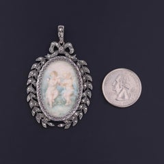 Antique French Miniature Pendant with Cherubs of Silver
