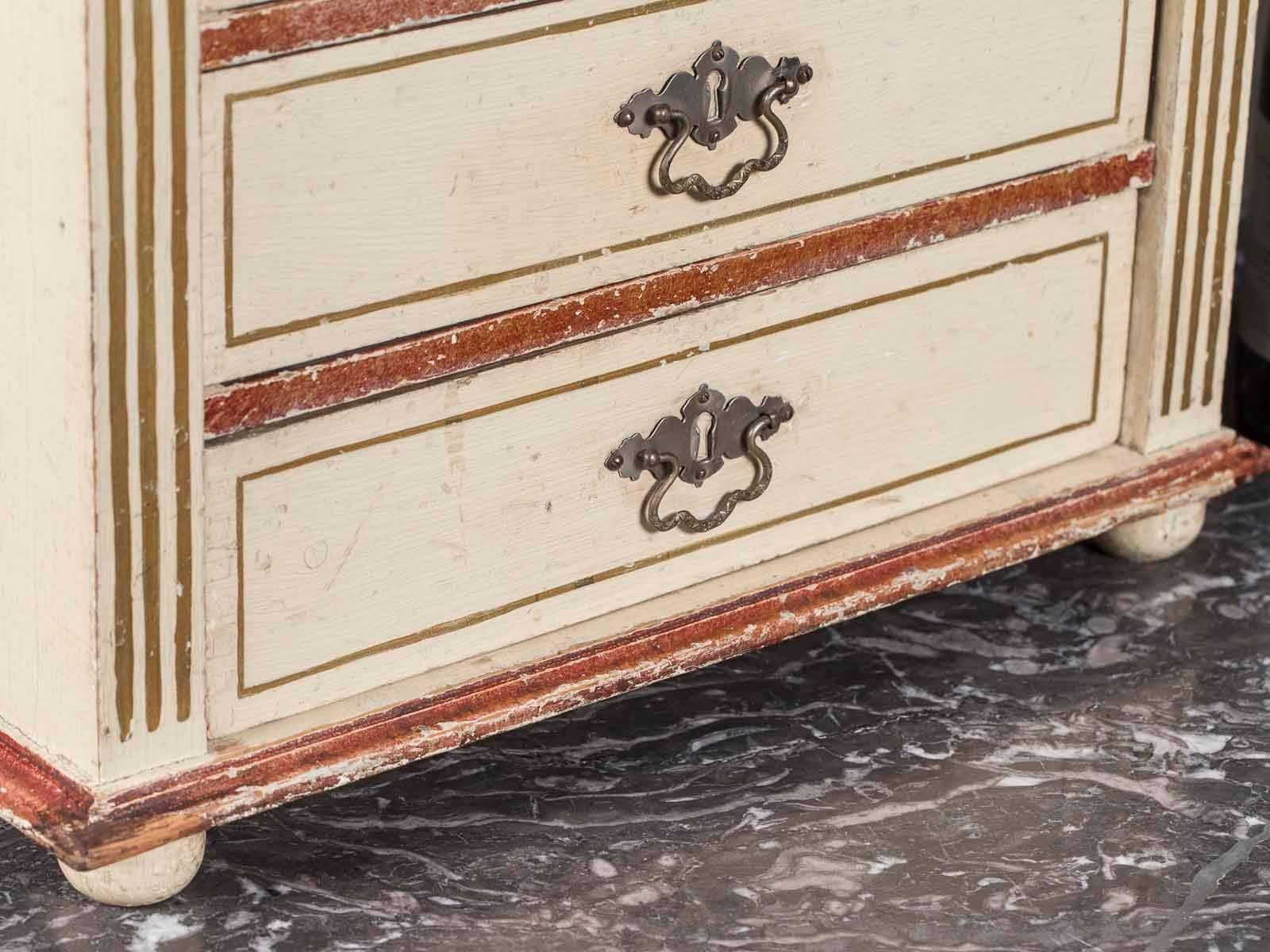 Late 19th Century Antique French Miniature Sample Painted Chest of Drawers, circa 1890 For Sale