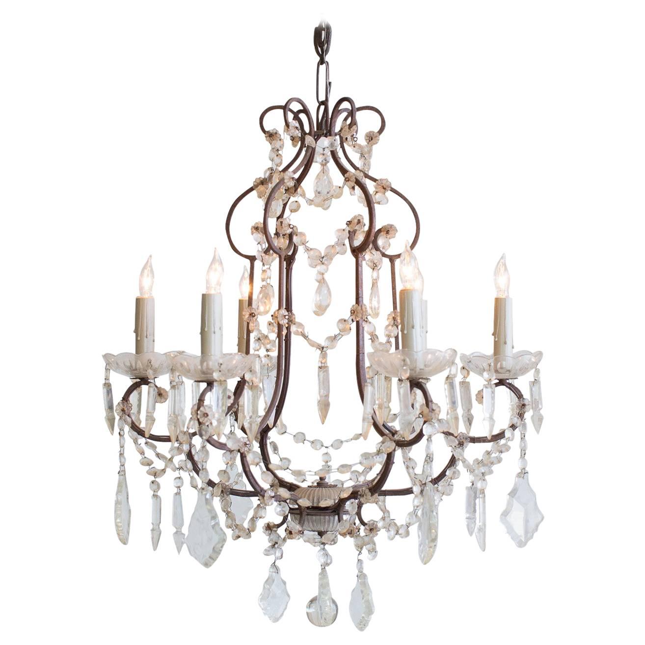 Antique French Minimalist Chandelier For Sale