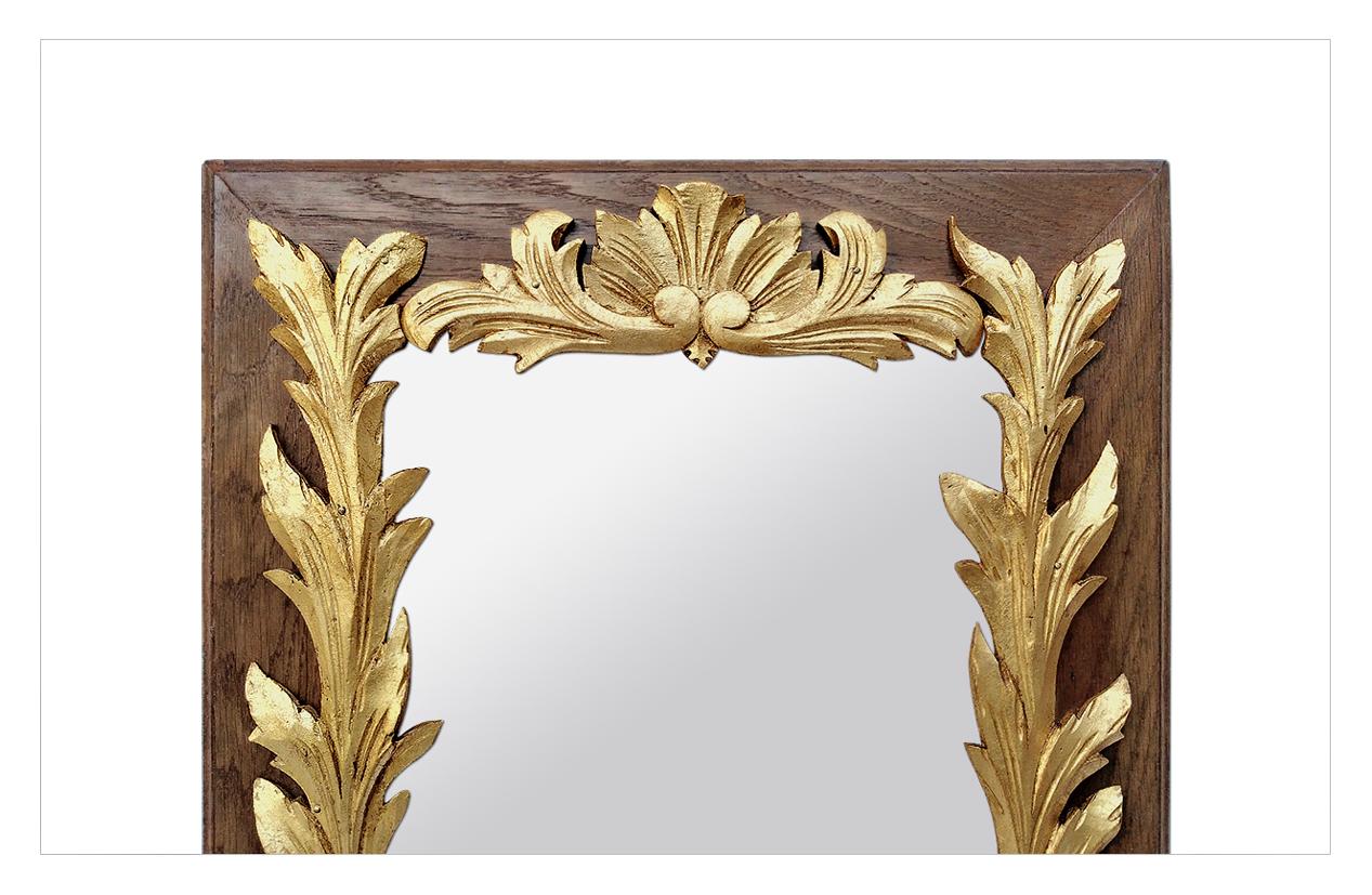 Rococo Antique French Mirror Carved Giltwood, circa 1940
