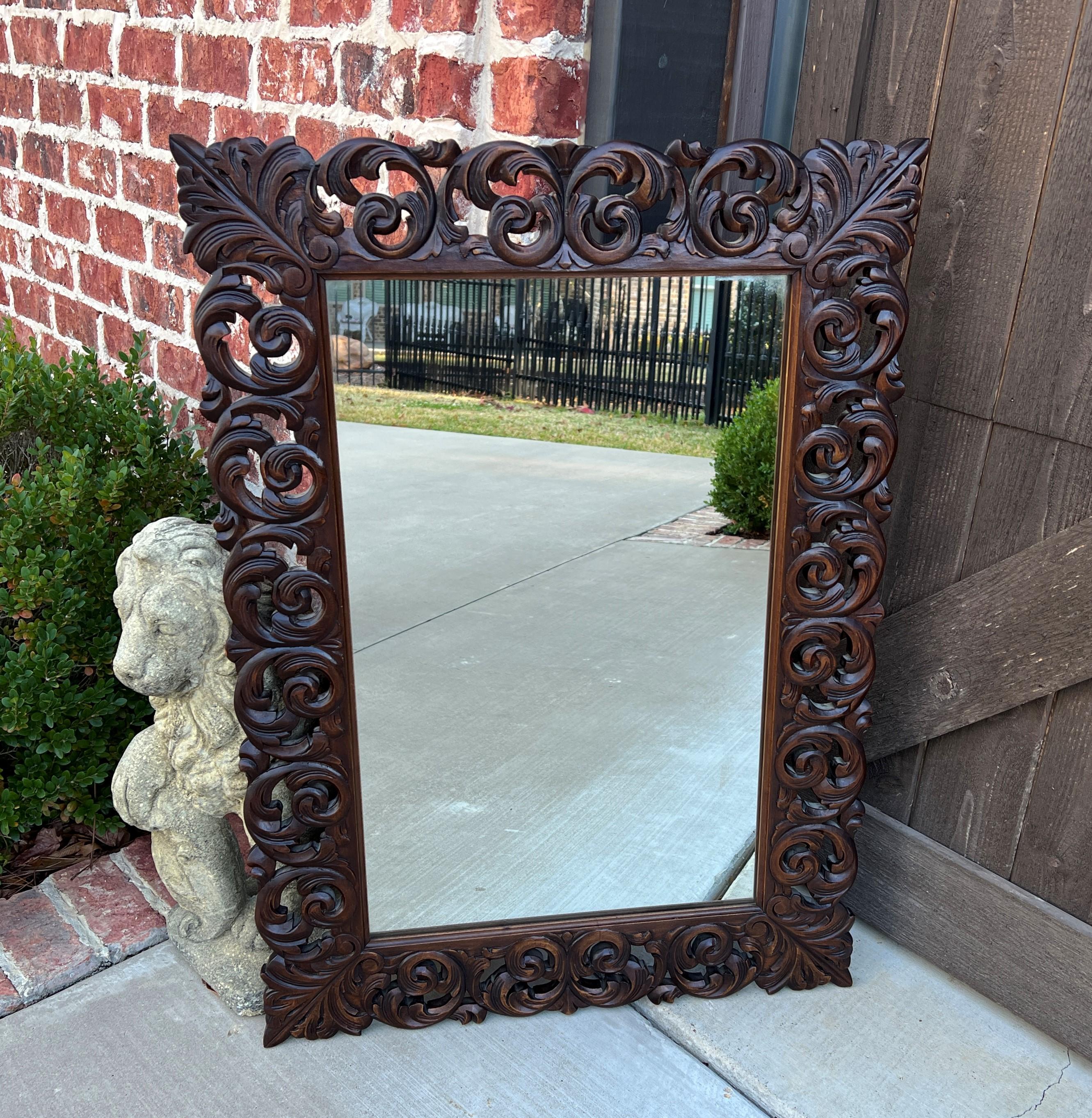 Antique French Mirror Carved Oak Framed Hanging Wall Mirror 1930s 5